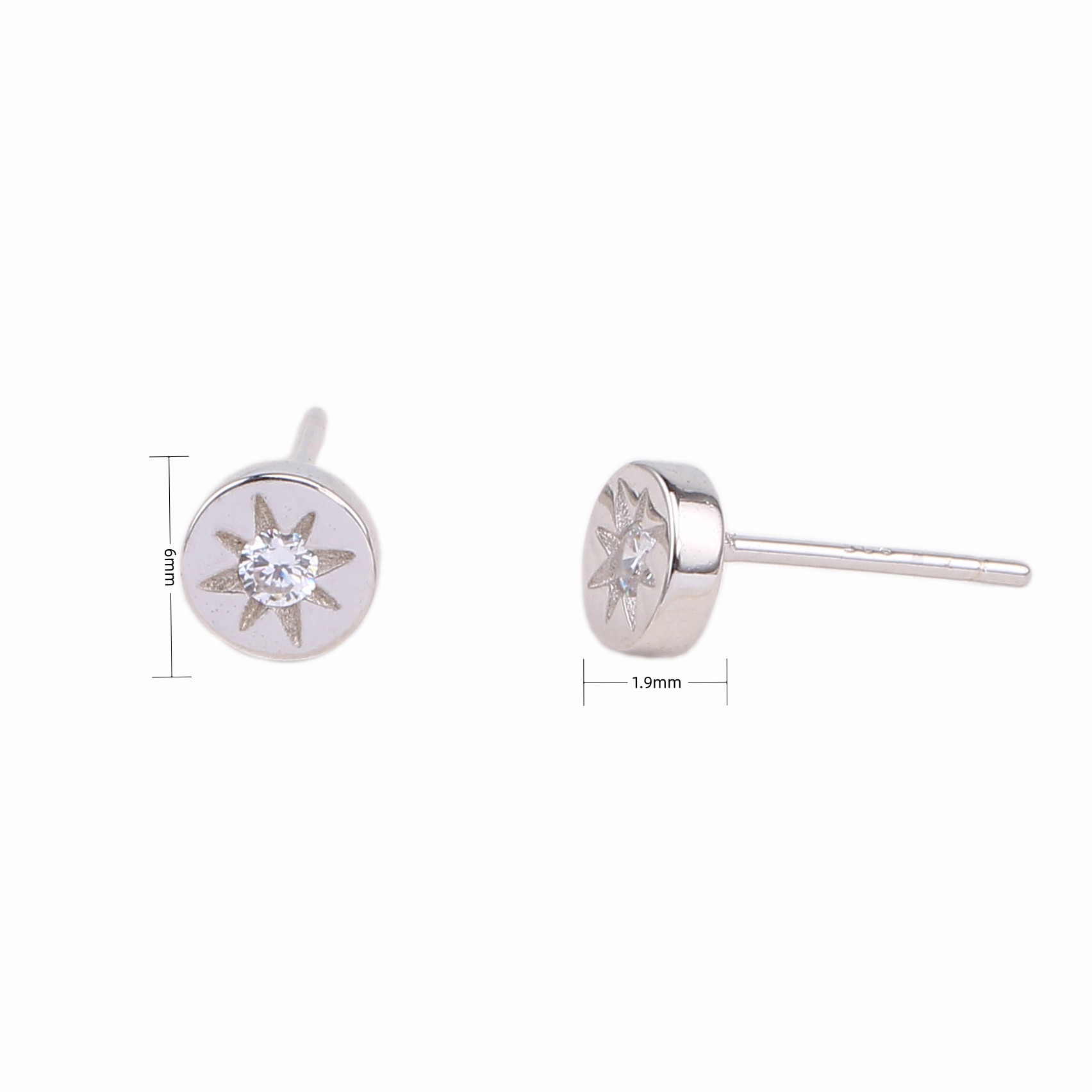 1 Pair Simple Style Star Inlay Sterling Silver Zircon Ear Studs display picture 3
