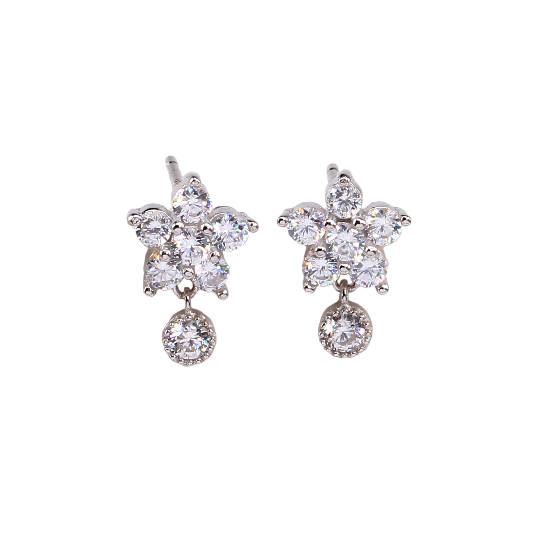 1 Pair Simple Style Star Inlay Sterling Silver Zircon Ear Studs display picture 2