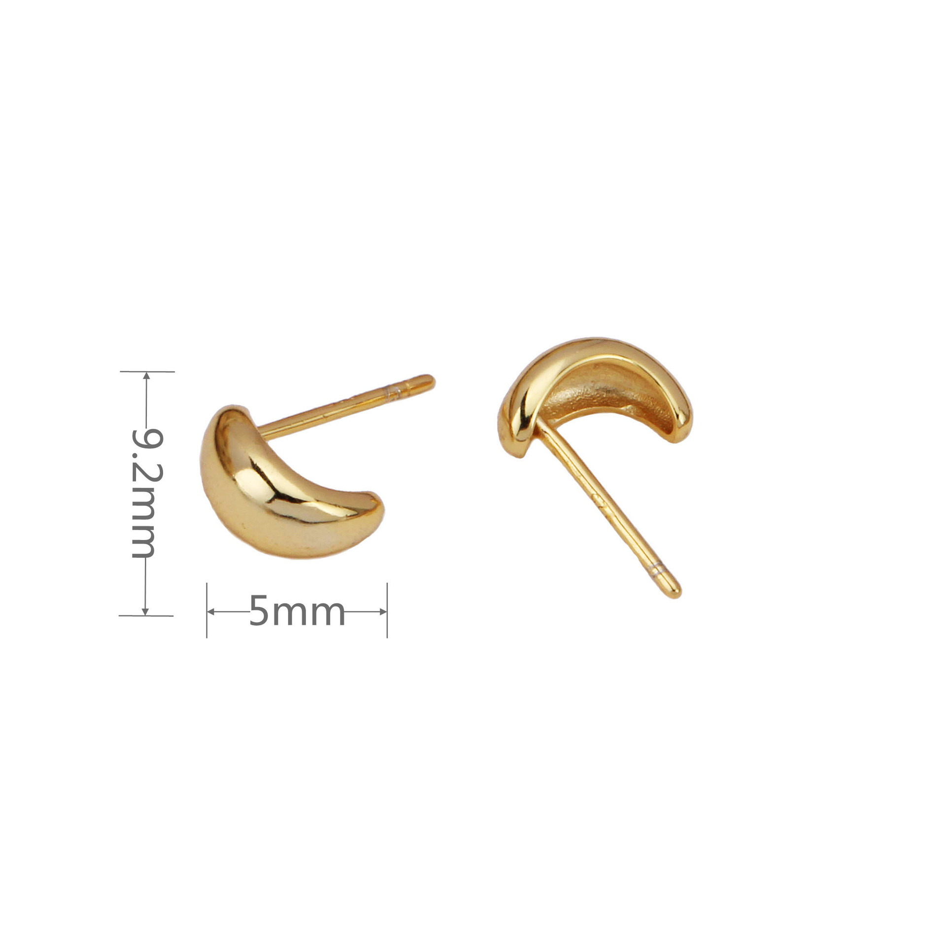 1 Pair Simple Style Solid Color Plating Sterling Silver Gold Plated Ear Studs display picture 6