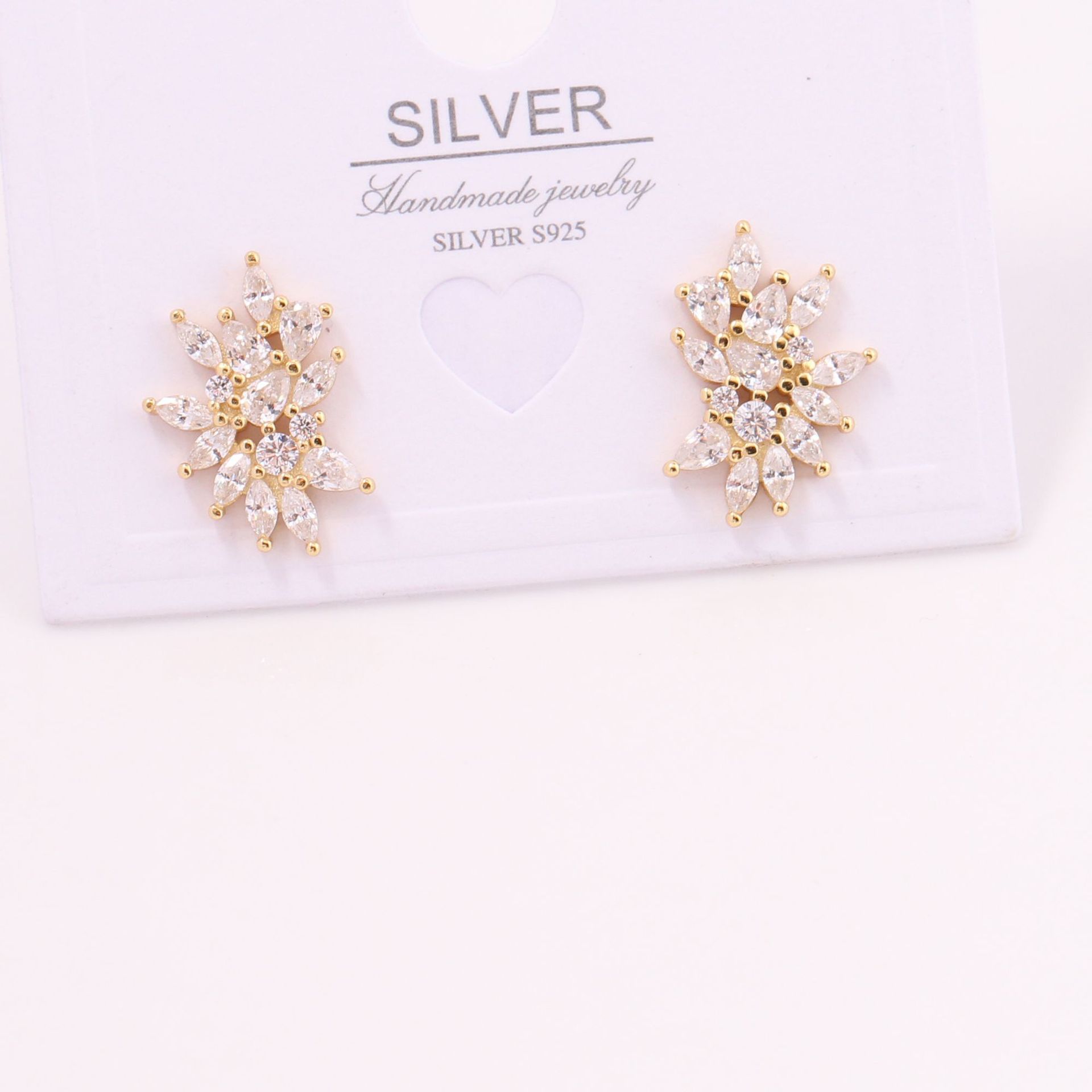 1 Pair Simple Style Flower Inlay Sterling Silver Zircon Ear Studs display picture 3