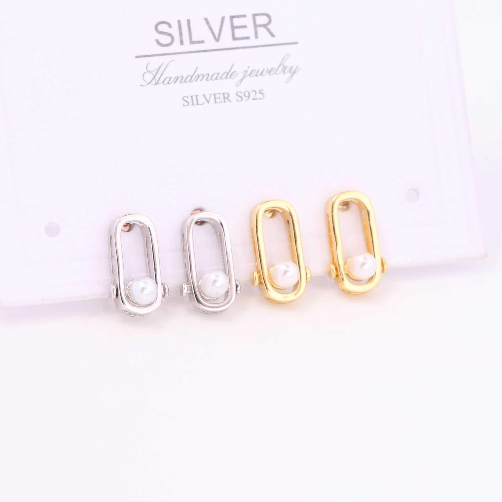 1 Paire Style Simple Couleur Unie Incruster Argent Sterling Perle Boucles D'oreilles display picture 3