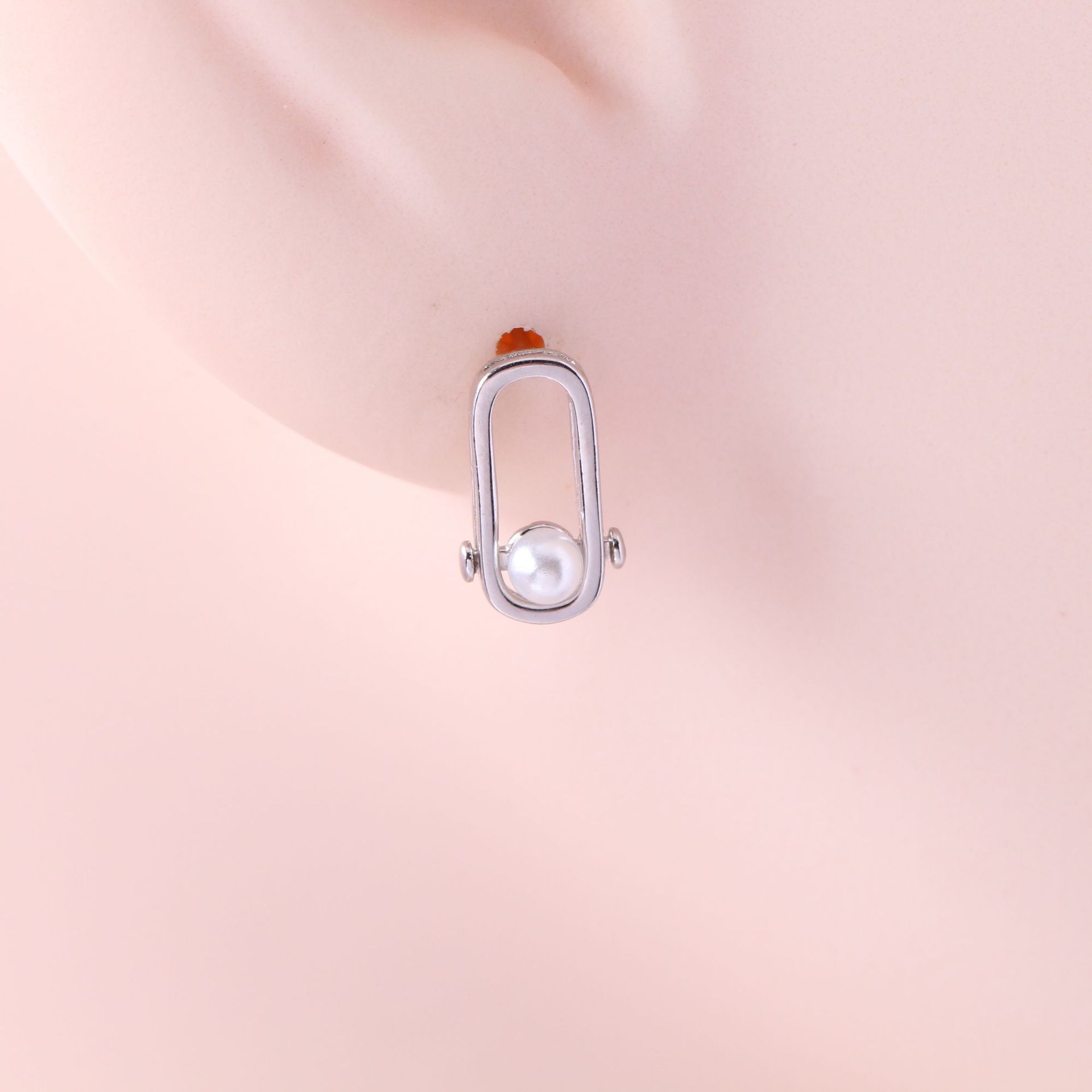 1 Paire Style Simple Couleur Unie Incruster Argent Sterling Perle Boucles D'oreilles display picture 8
