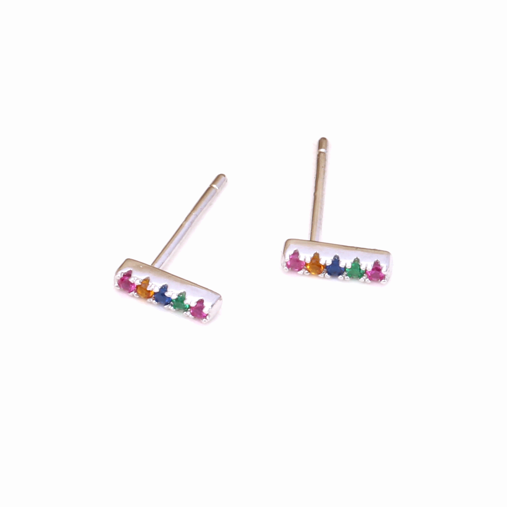 1 Pair Simple Style Solid Color Inlay Sterling Silver Zircon Ear Studs display picture 1