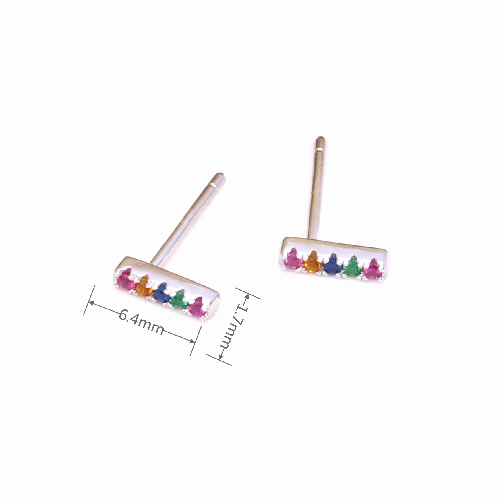 1 Pair Simple Style Solid Color Inlay Sterling Silver Zircon Ear Studs display picture 2