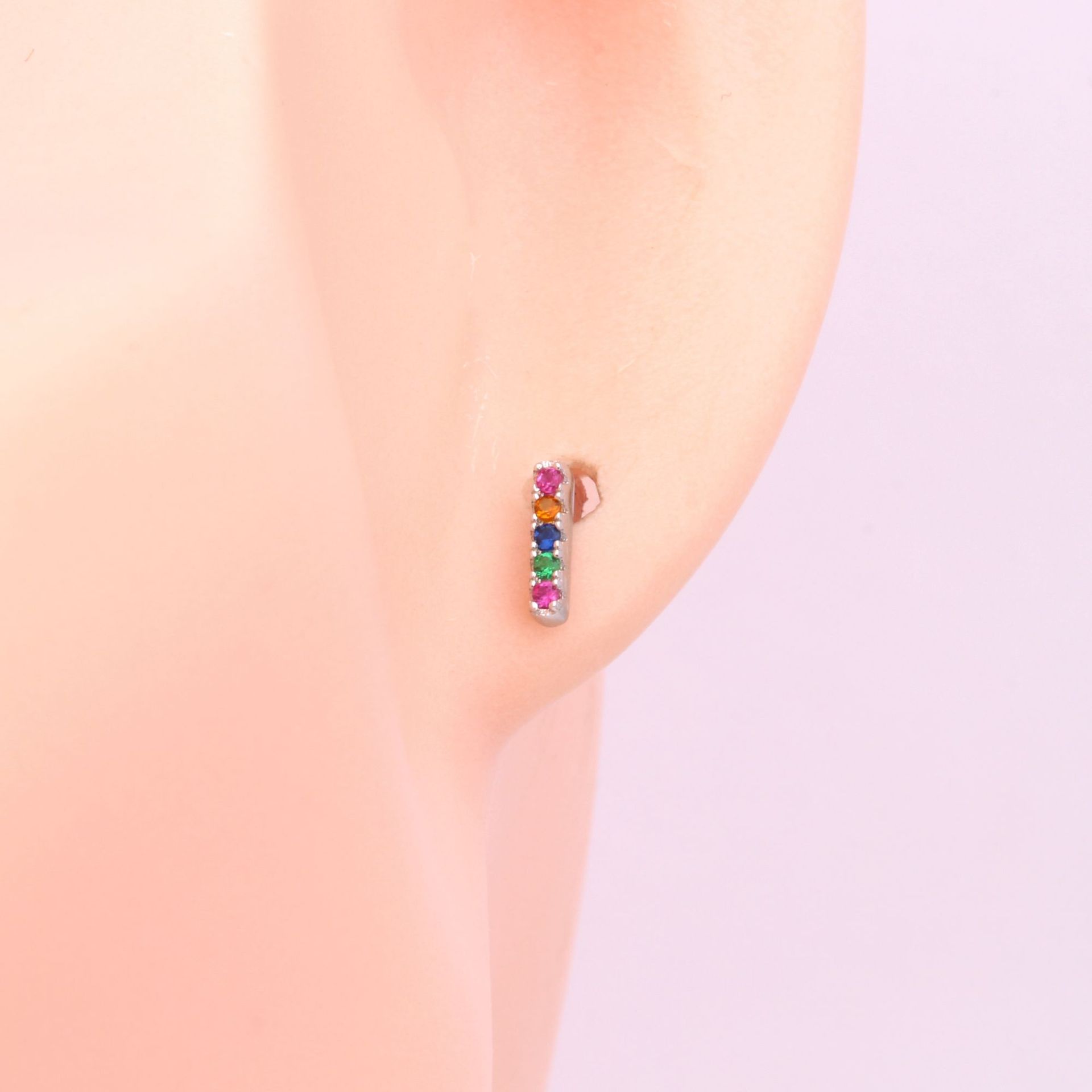 1 Pair Simple Style Solid Color Inlay Sterling Silver Zircon Ear Studs display picture 3