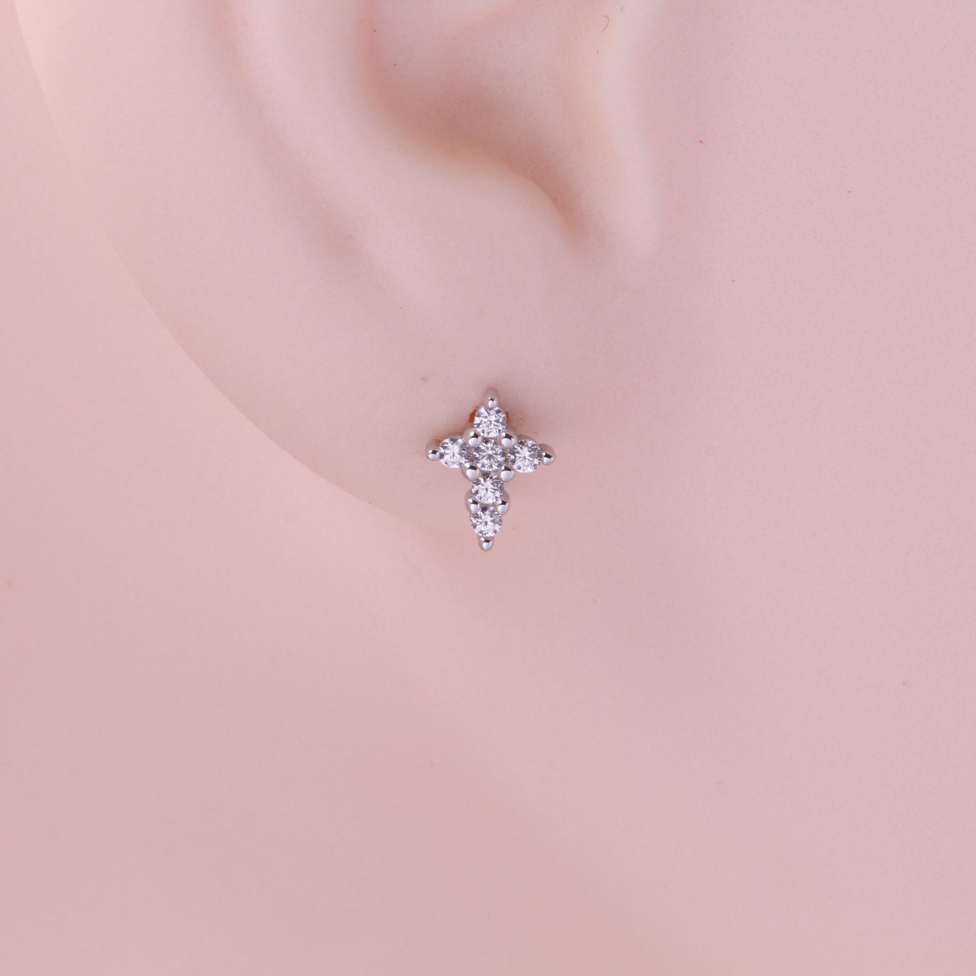 1 Pair Simple Style Classic Style Solid Color Inlay Sterling Silver Zircon Ear Studs display picture 9