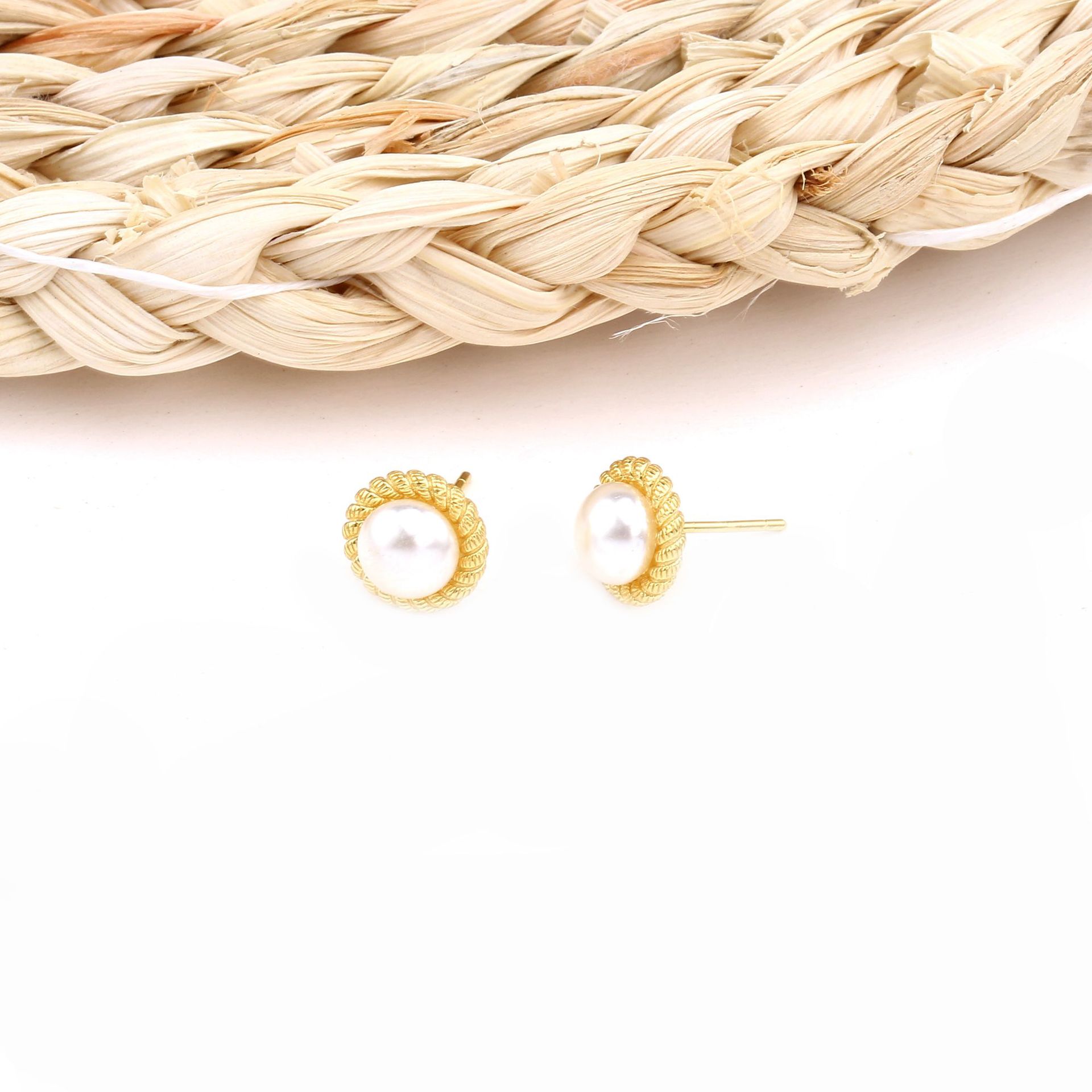 1 Paire Style Simple Rond Incruster Argent Sterling Perle Boucles D'oreilles display picture 6