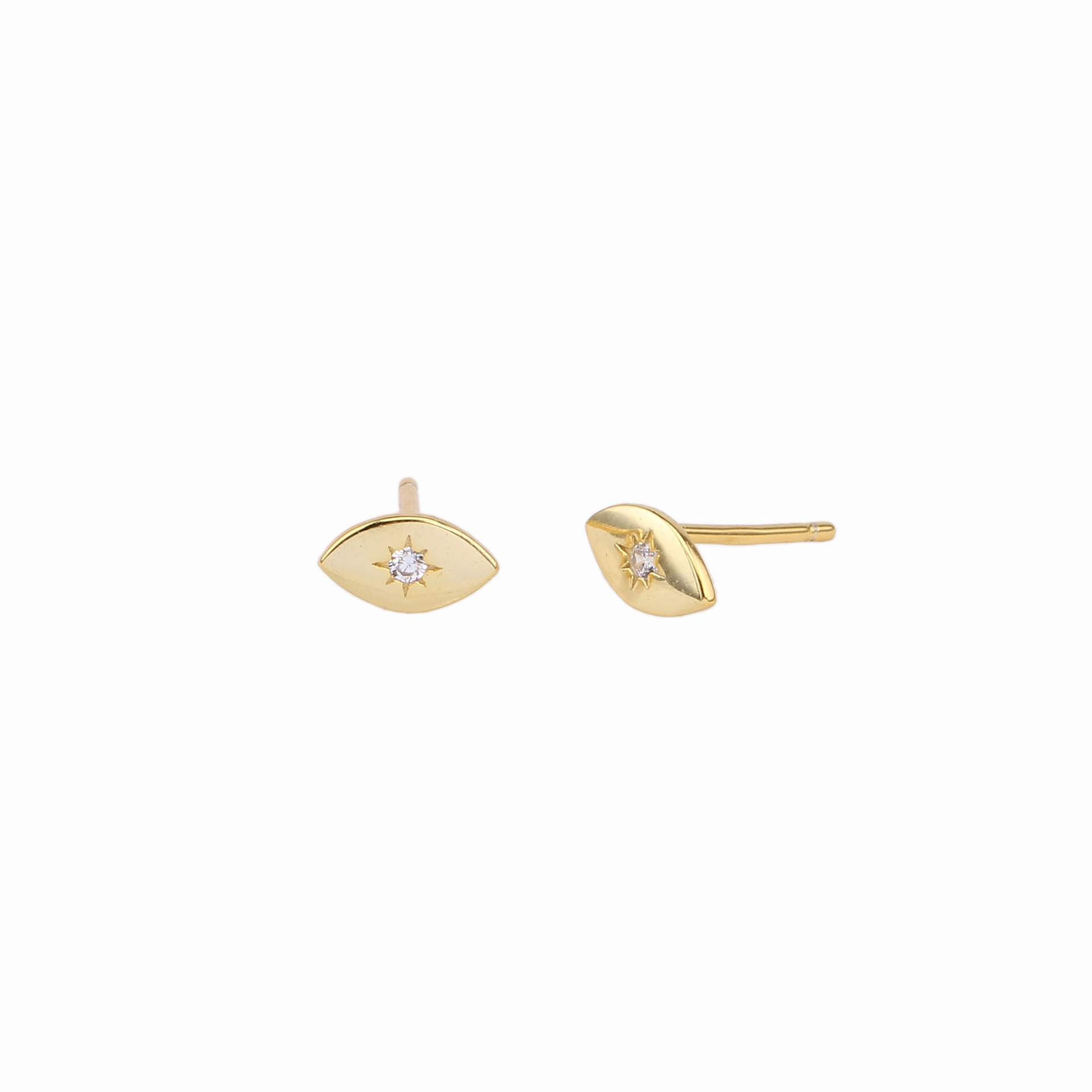 1 Paire Style Simple L'oeil Du Diable Ovale Placage Incruster Argent Sterling Diamant Artificiel Boucles D'oreilles display picture 3