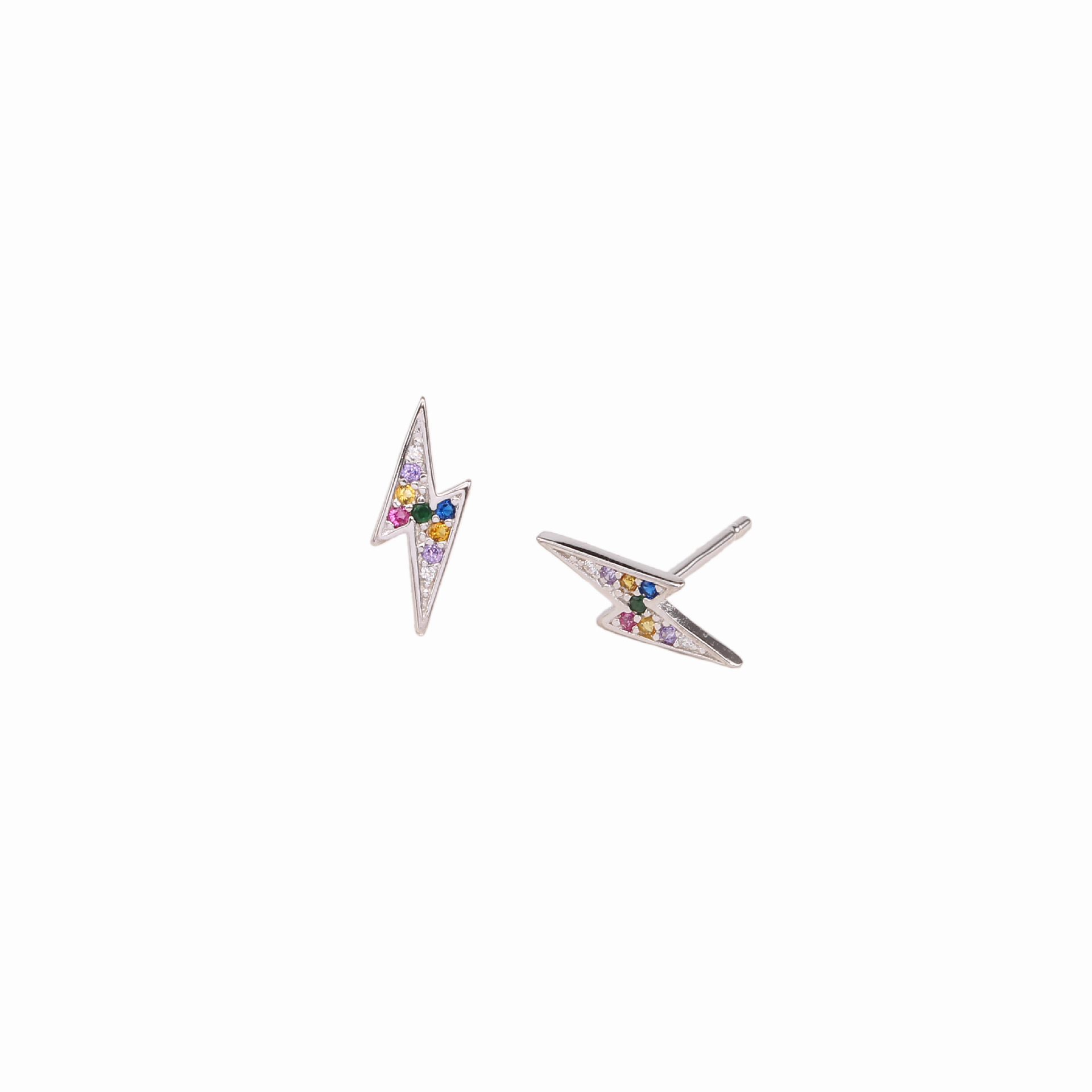 1 Pair Simple Style Lightning Inlay Sterling Silver Zircon Ear Studs display picture 5