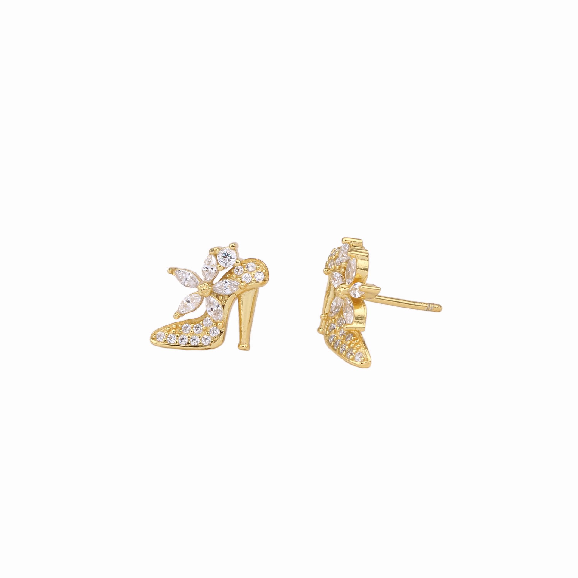 1 Pair Lady High Heel Inlay Sterling Silver Artificial Diamond Ear Studs display picture 3
