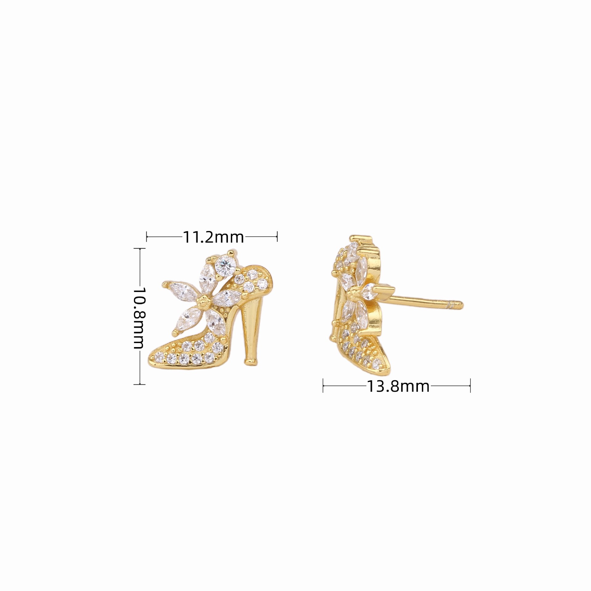 1 Pair Lady High Heel Inlay Sterling Silver Artificial Diamond Ear Studs display picture 4