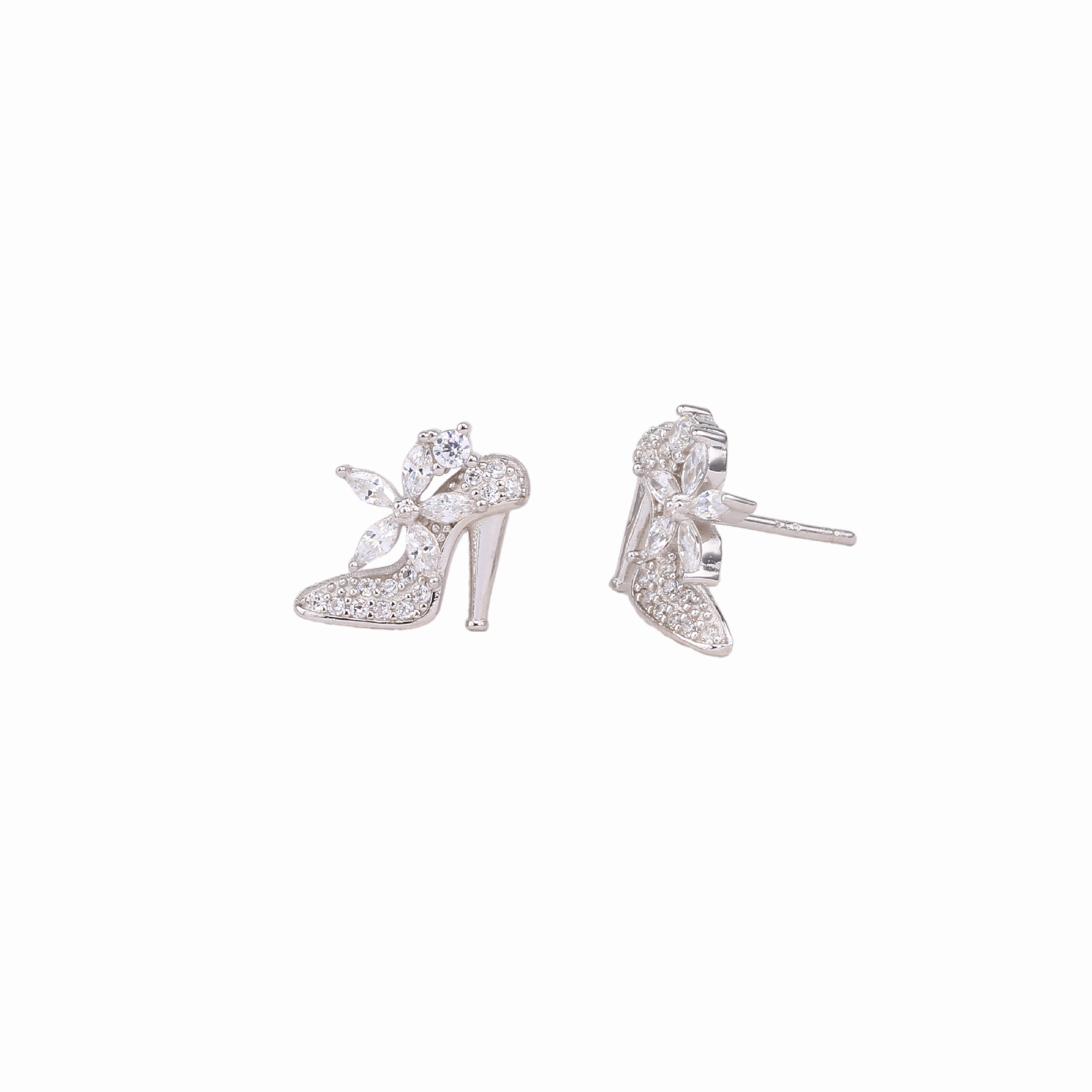 1 Pair Lady High Heel Inlay Sterling Silver Artificial Diamond Ear Studs display picture 5