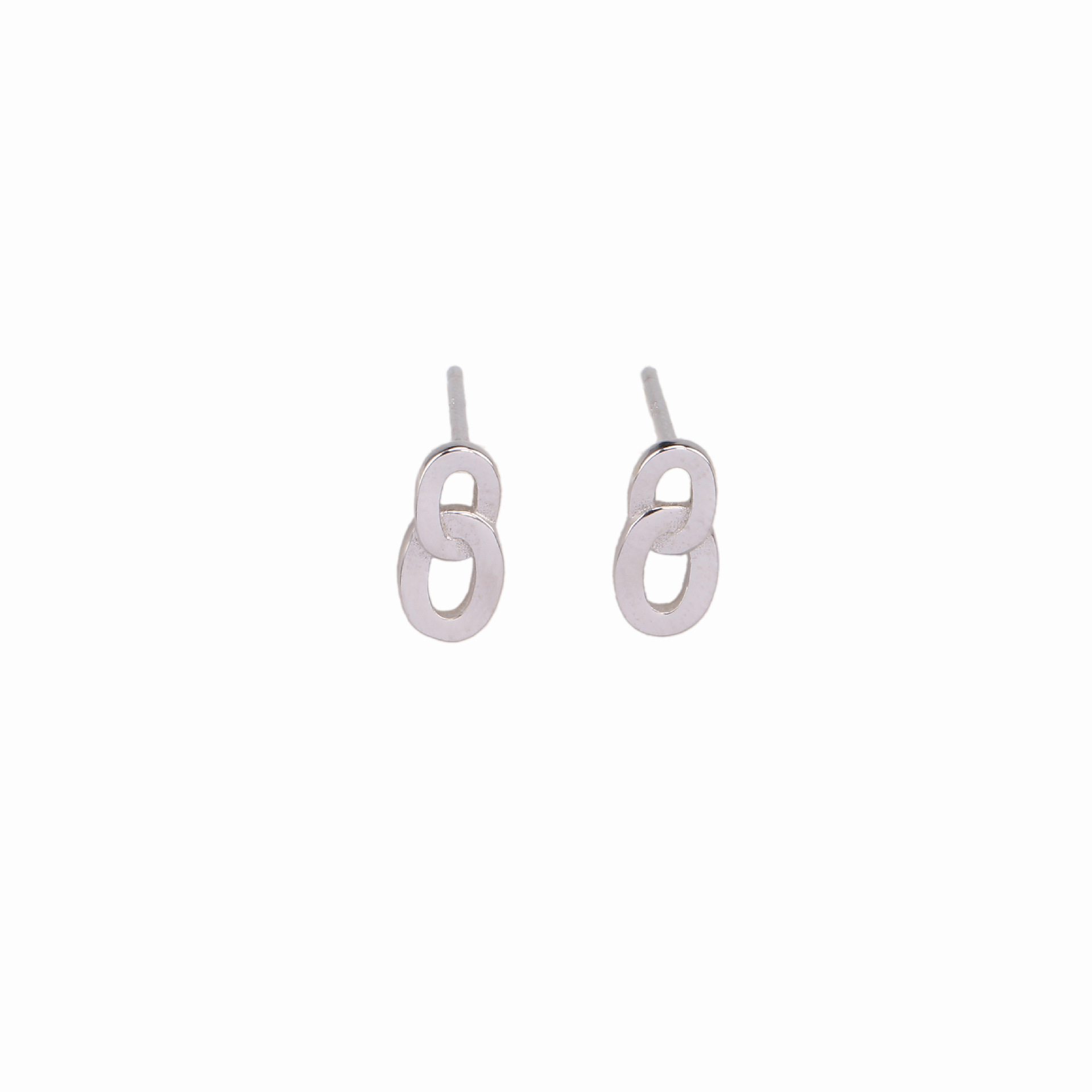 1 Pair Simple Style Double Ring Plating Sterling Silver Drop Earrings display picture 5