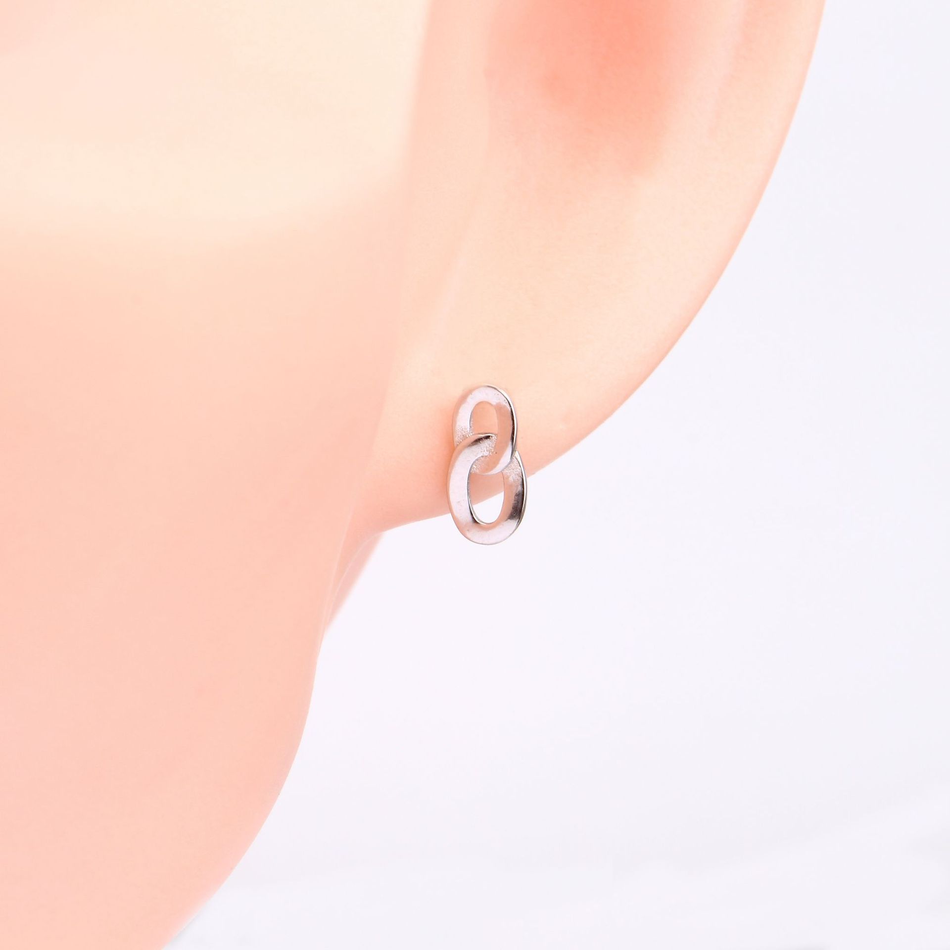1 Pair Simple Style Double Ring Plating Sterling Silver Drop Earrings display picture 8