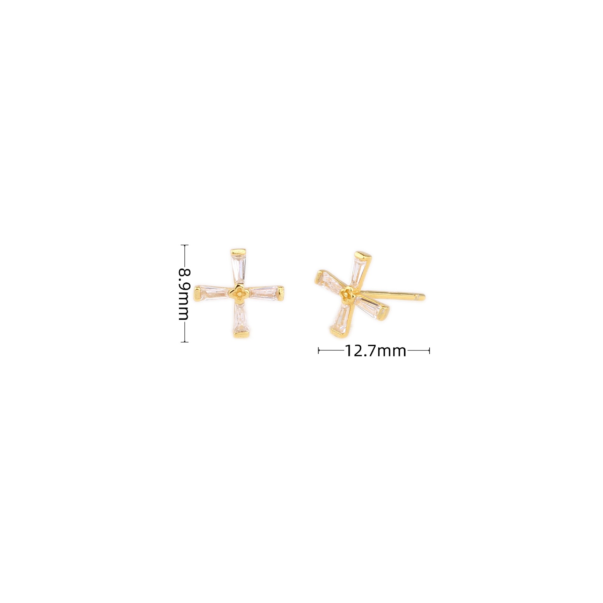 1 Pair Simple Style Streetwear Cross Plating Inlay Sterling Silver Zircon Ear Studs display picture 3