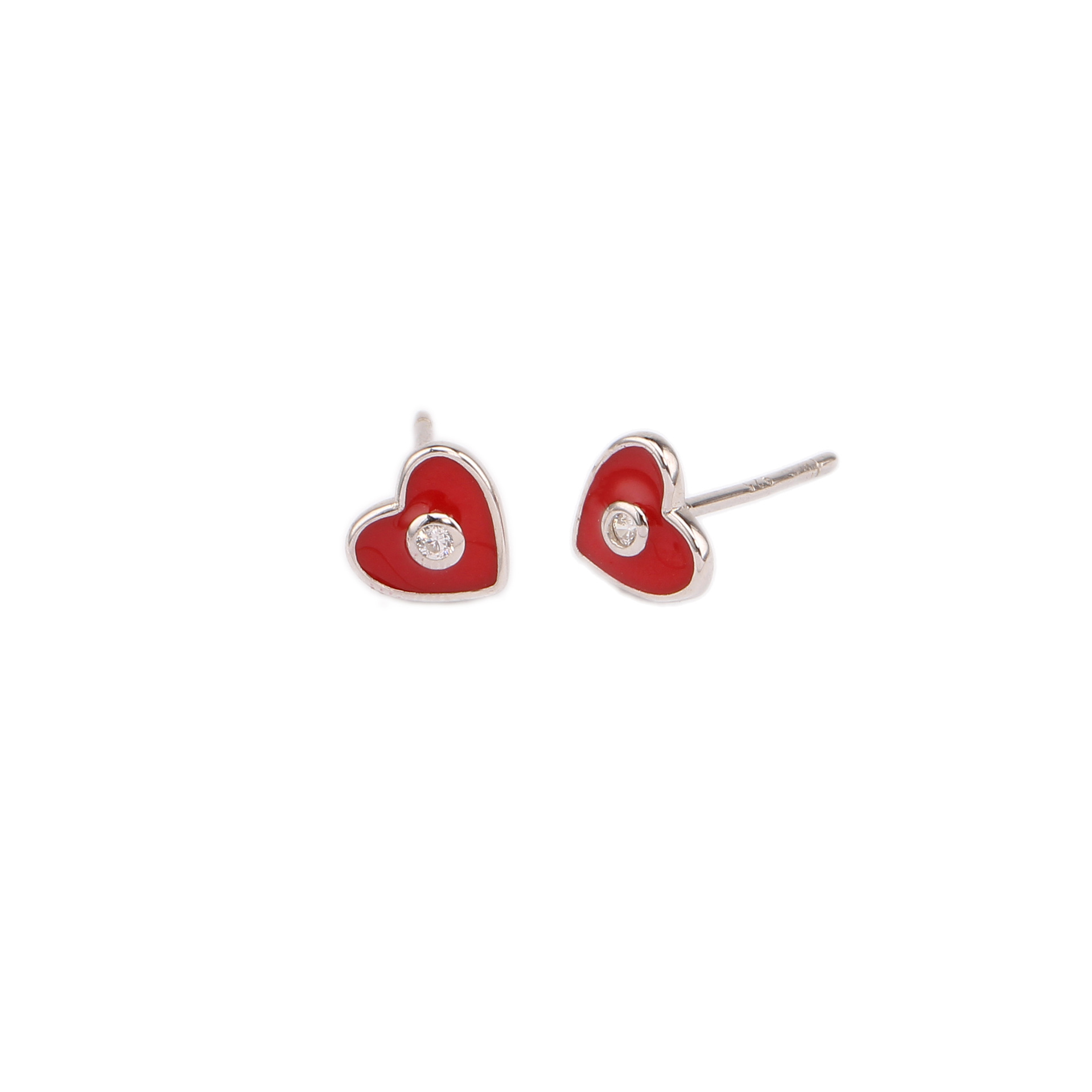 1 Pair Sweet Heart Shape Plating Inlay Sterling Silver Zircon Ear Studs display picture 5
