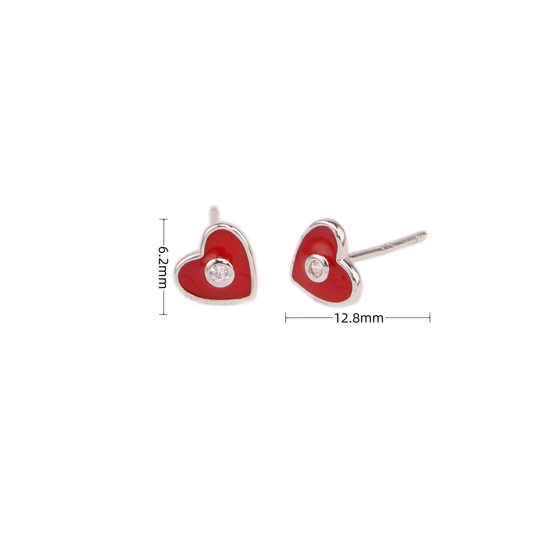 1 Pair Sweet Heart Shape Plating Inlay Sterling Silver Zircon Ear Studs display picture 6