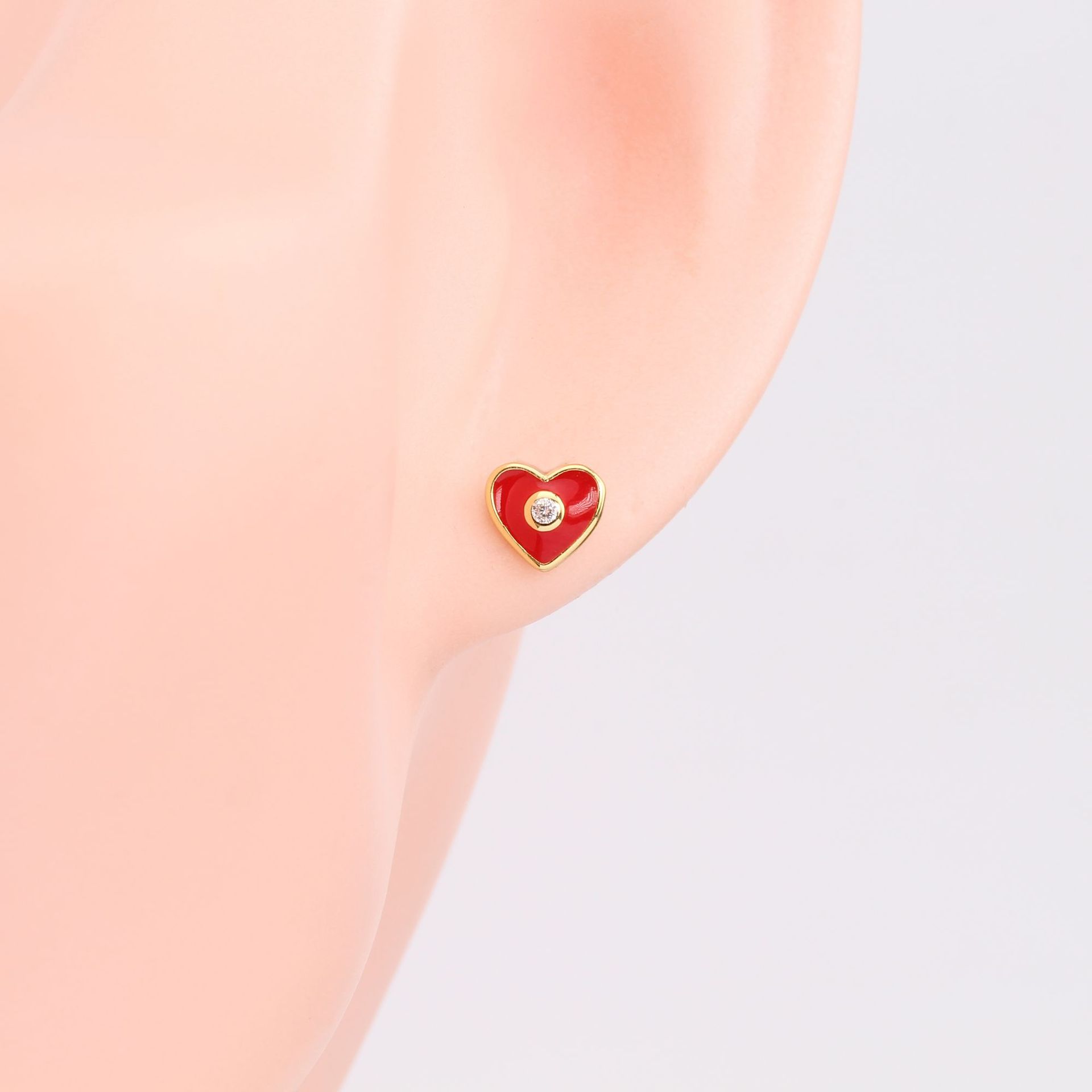 1 Pair Sweet Heart Shape Plating Inlay Sterling Silver Zircon Ear Studs display picture 7