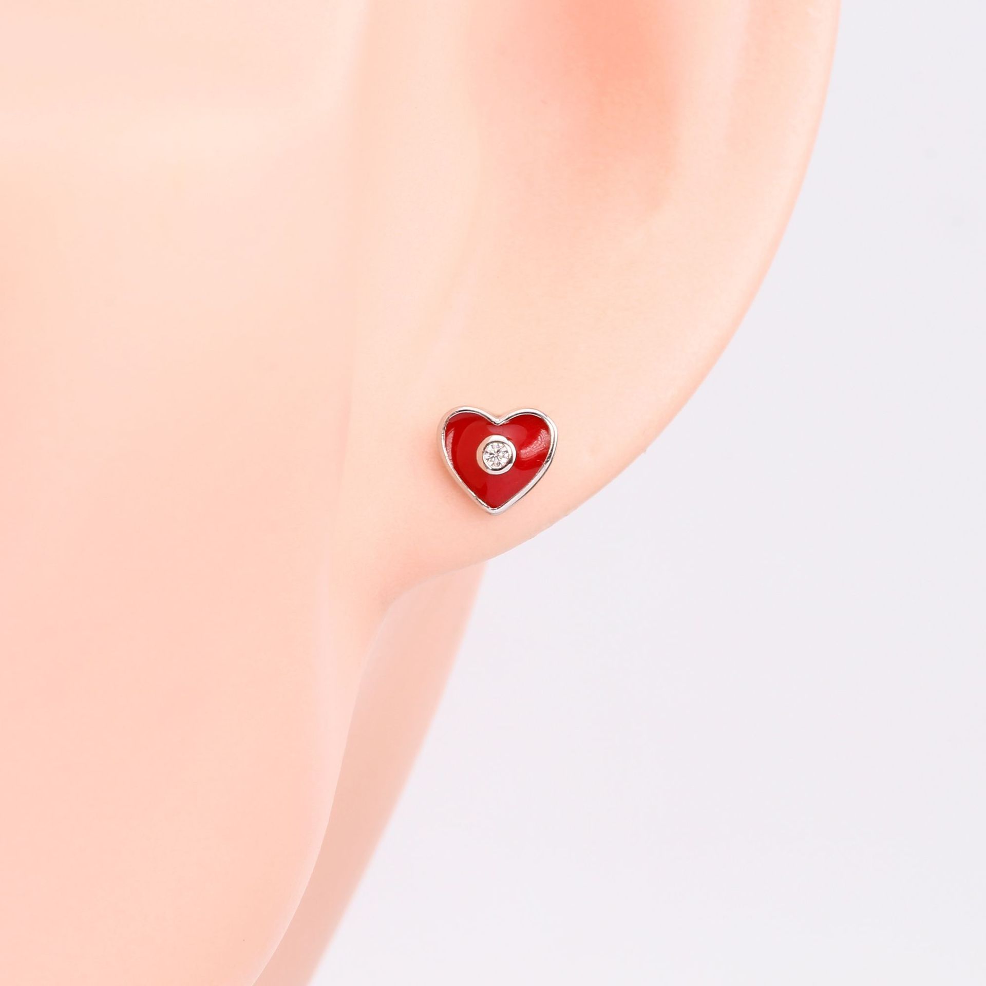 1 Pair Sweet Heart Shape Plating Inlay Sterling Silver Zircon Ear Studs display picture 8