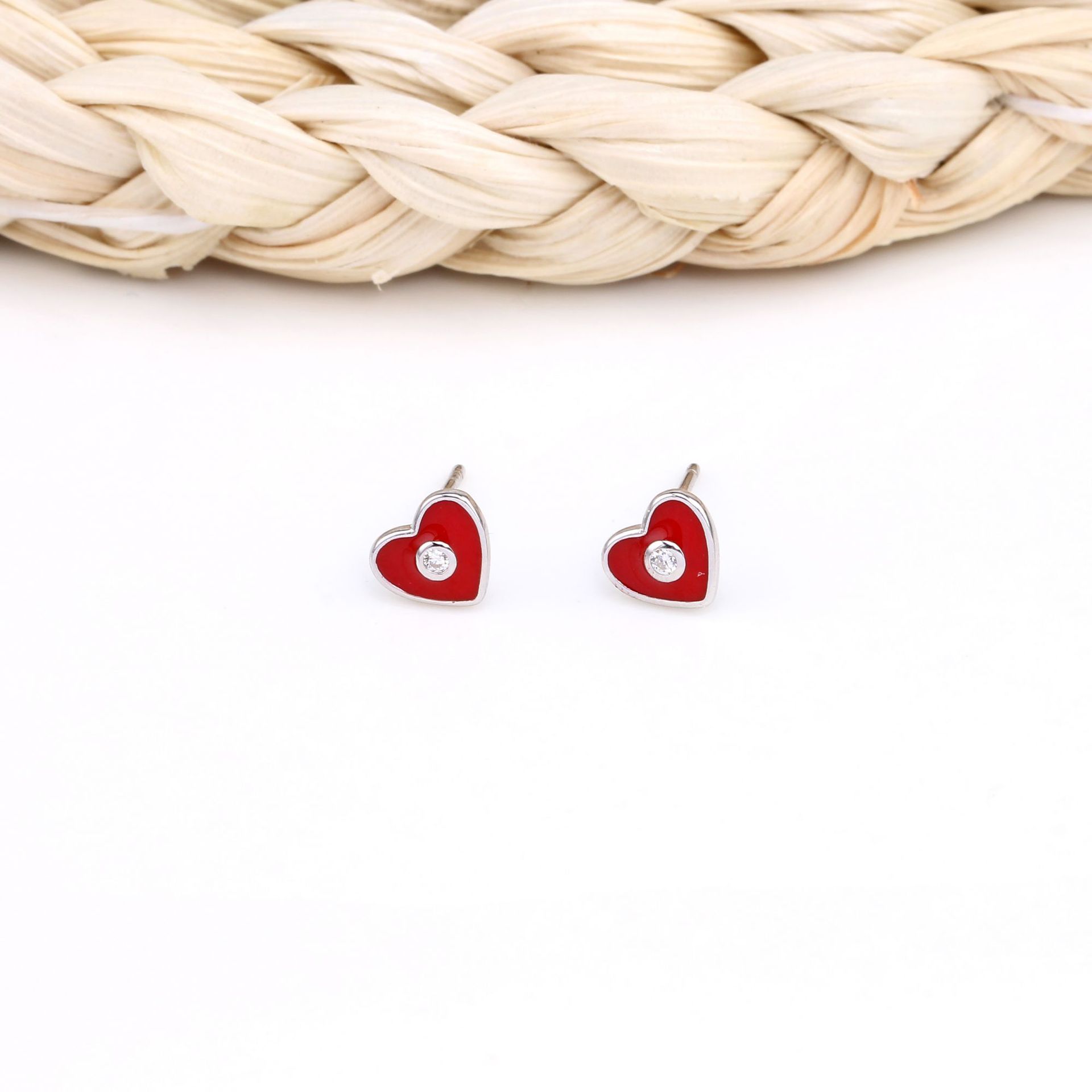 1 Pair Sweet Heart Shape Plating Inlay Sterling Silver Zircon Ear Studs display picture 10