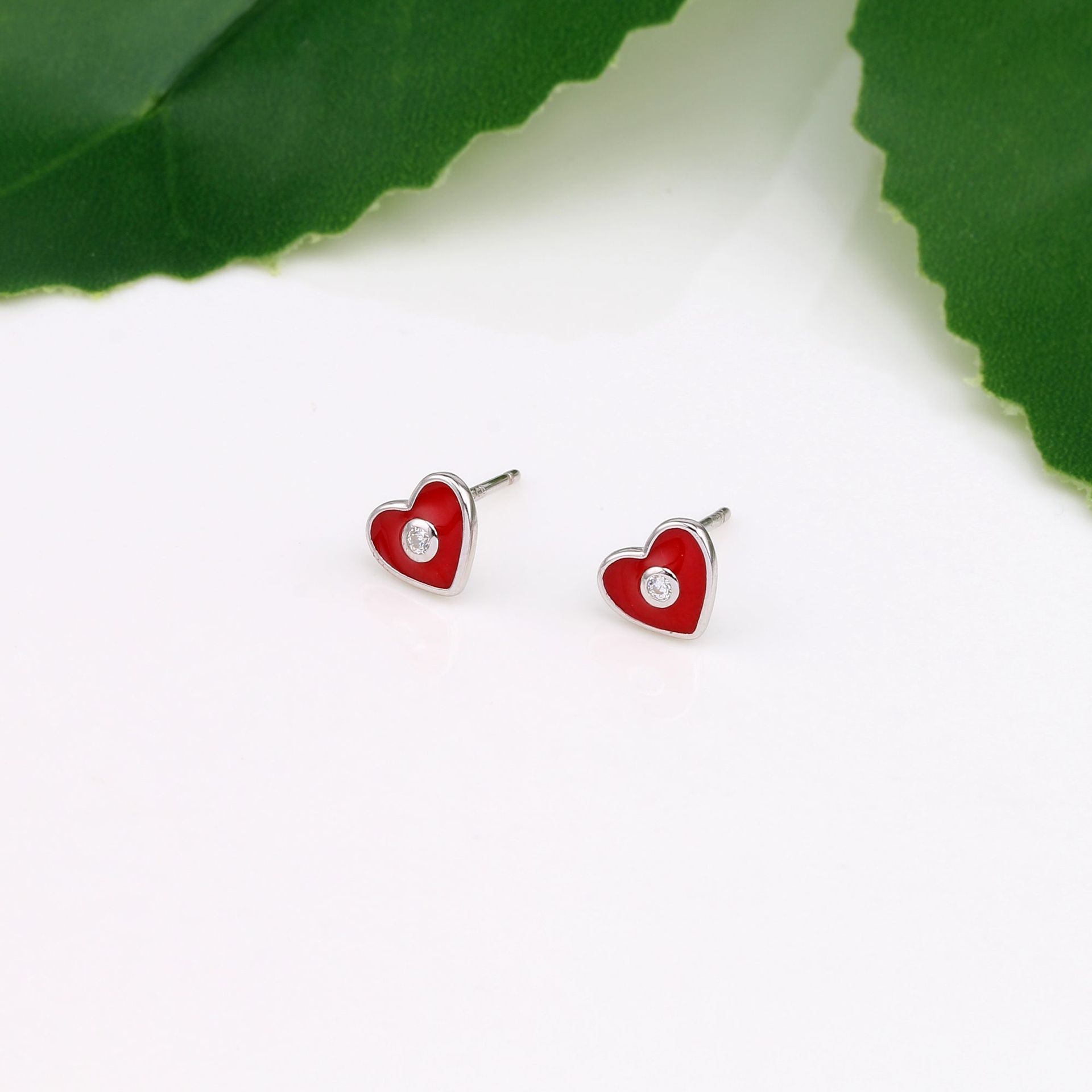 1 Pair Sweet Heart Shape Plating Inlay Sterling Silver Zircon Ear Studs display picture 12