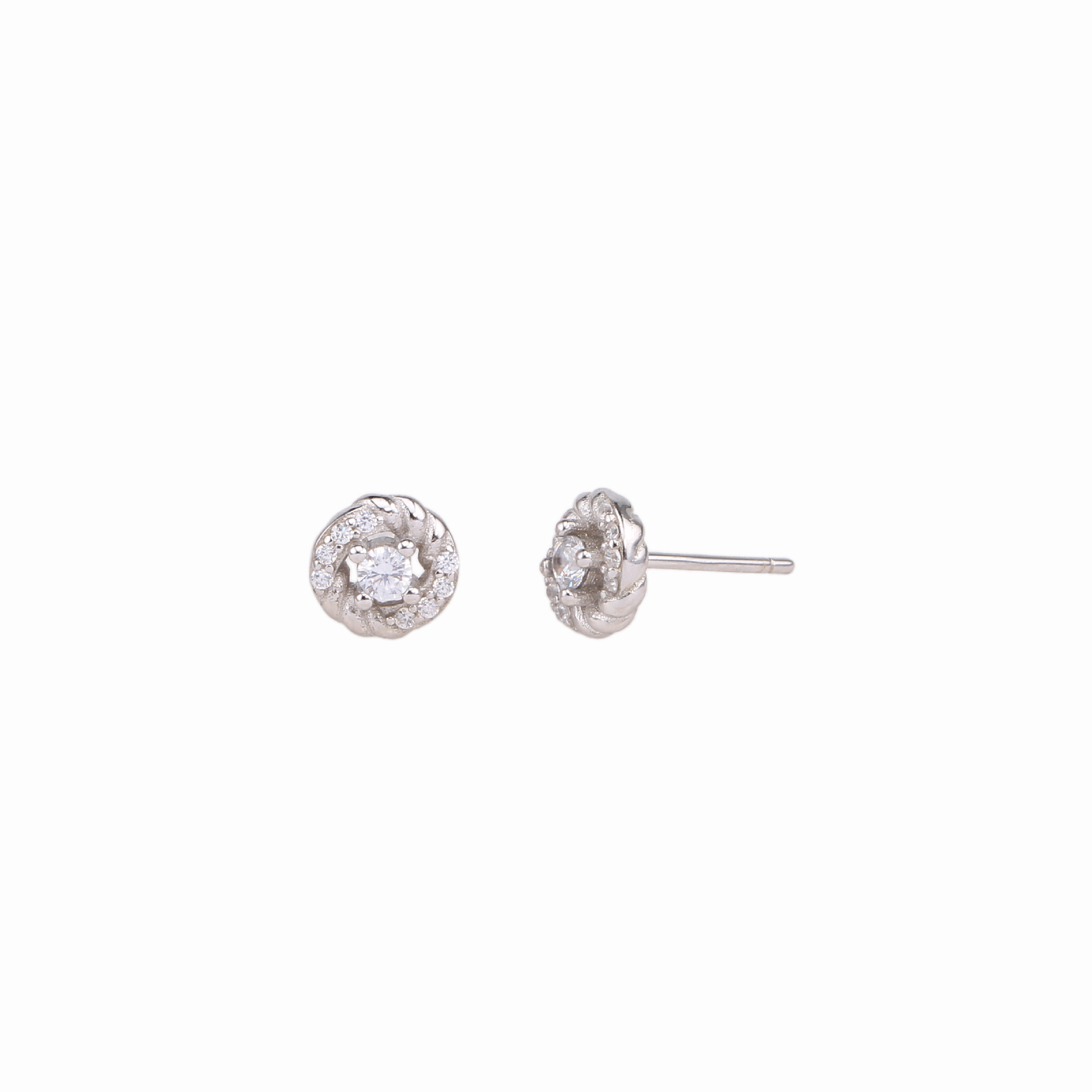 1 Pair Lady Twist Inlay Sterling Silver Zircon Ear Studs display picture 5