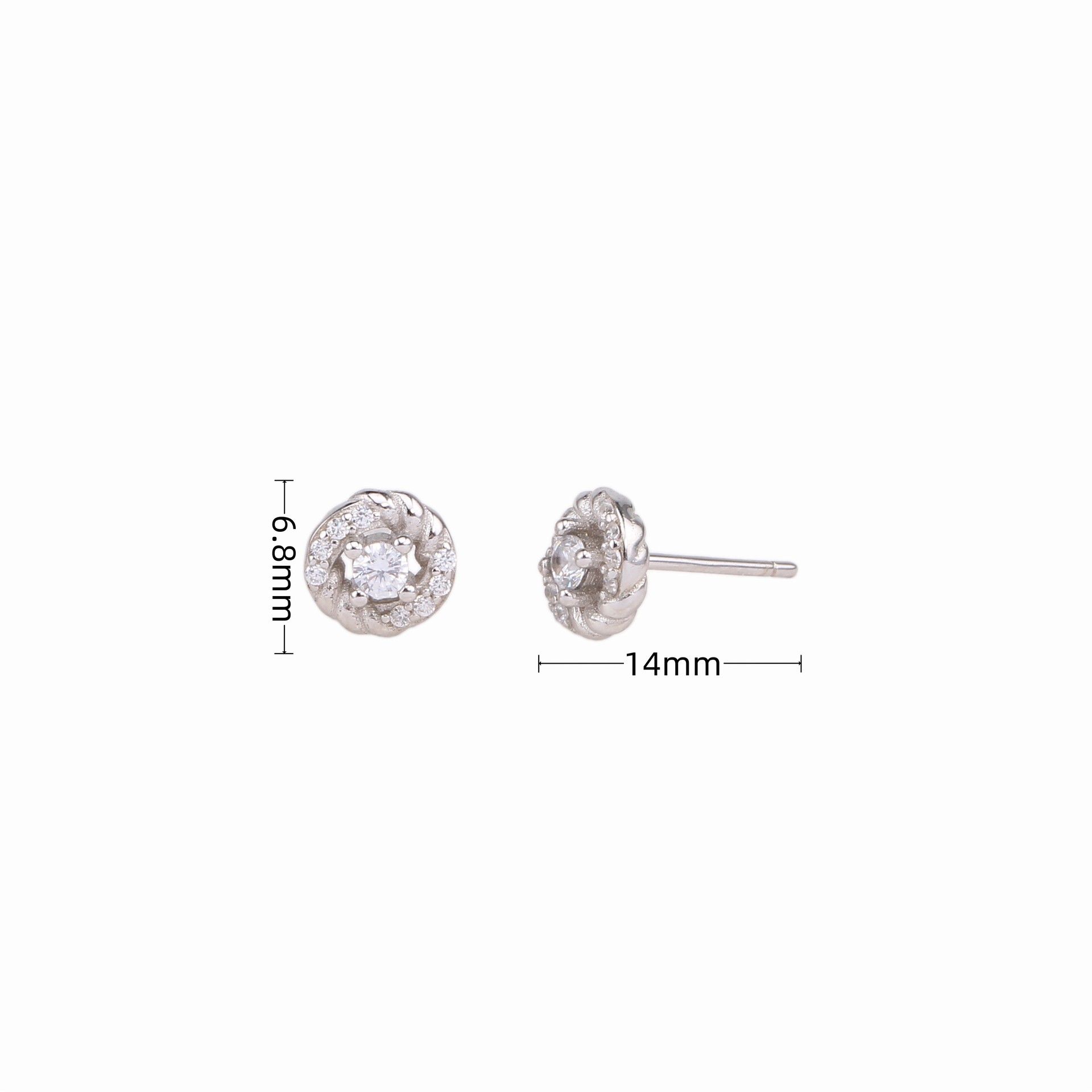 1 Pair Lady Twist Inlay Sterling Silver Zircon Ear Studs display picture 6