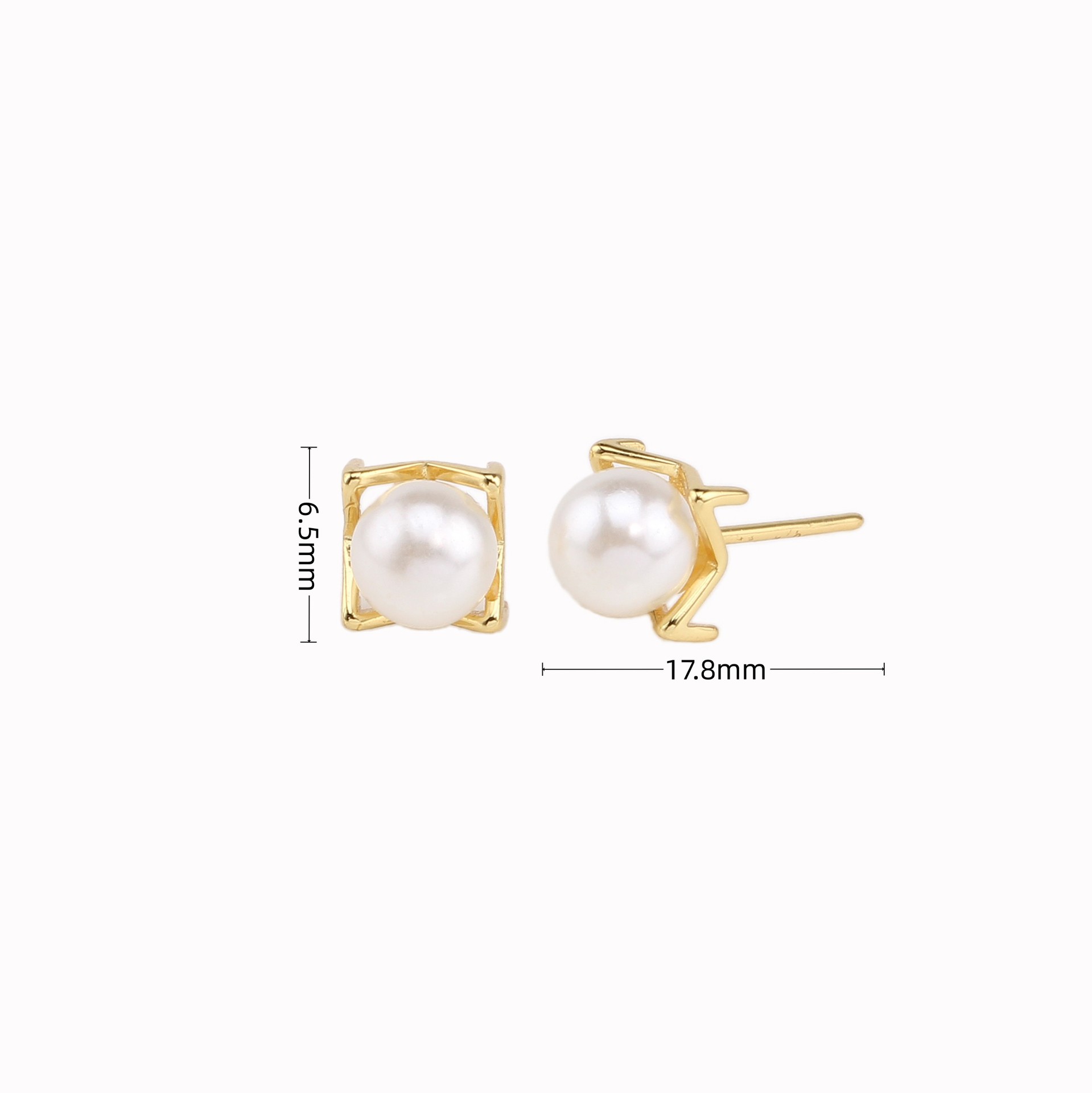 1 Pair Sweet Solid Color Inlay Sterling Silver Artificial Pearls Ear Studs display picture 2