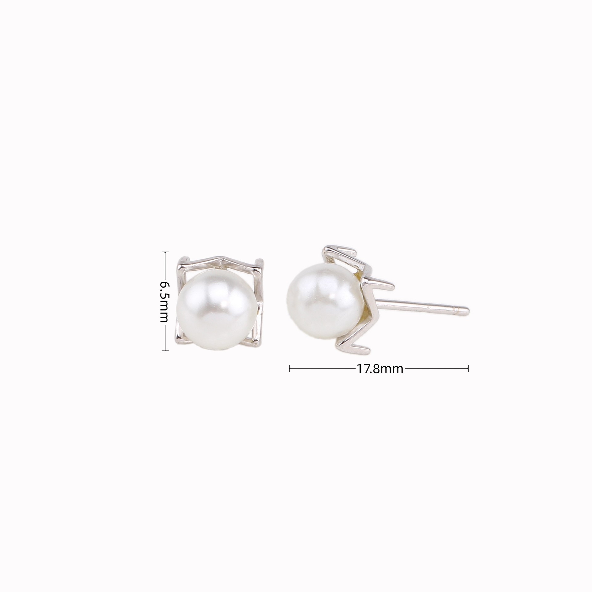 1 Pair Sweet Solid Color Inlay Sterling Silver Artificial Pearls Ear Studs display picture 4