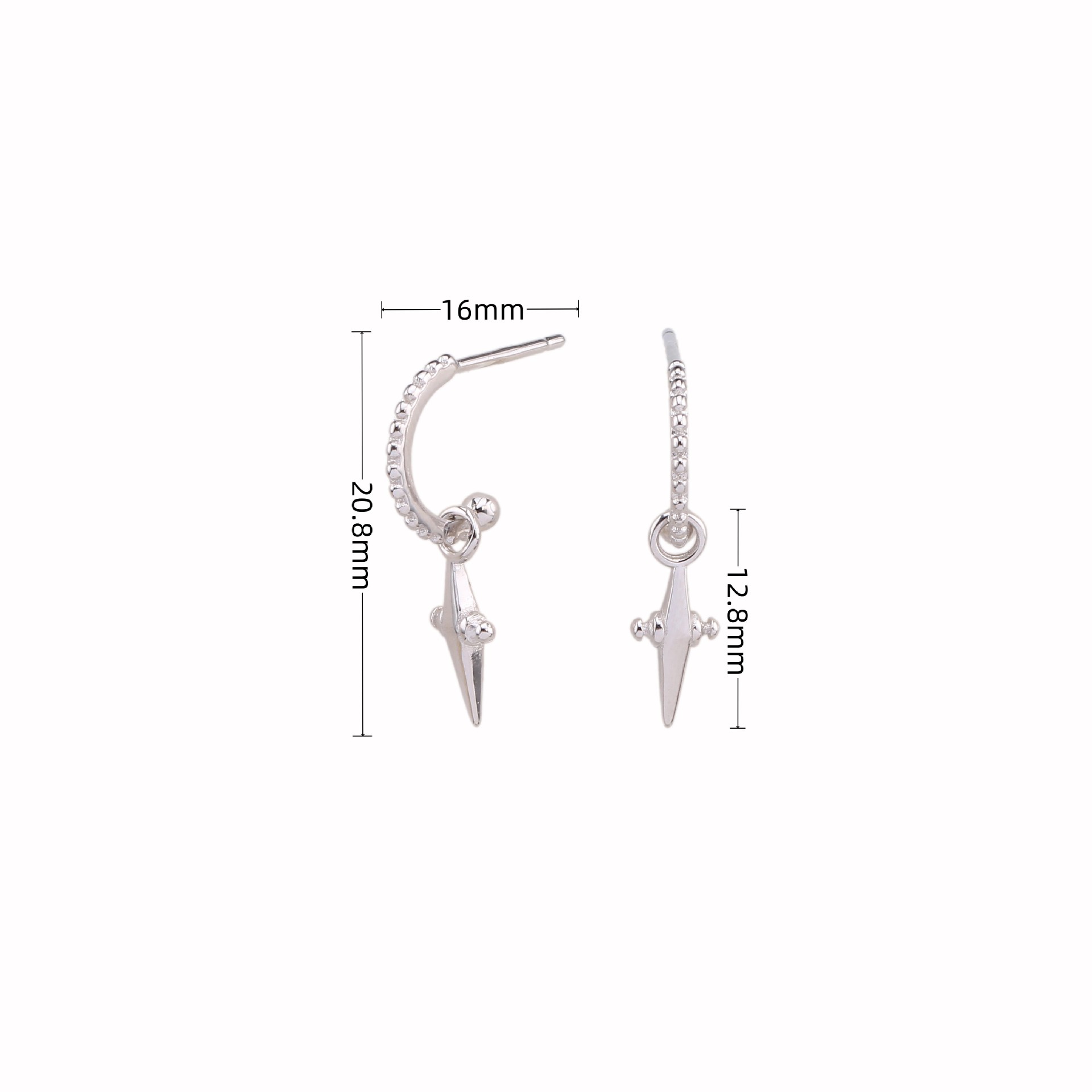 1 Pair Korean Style Cross Plating Sterling Silver Drop Earrings display picture 4