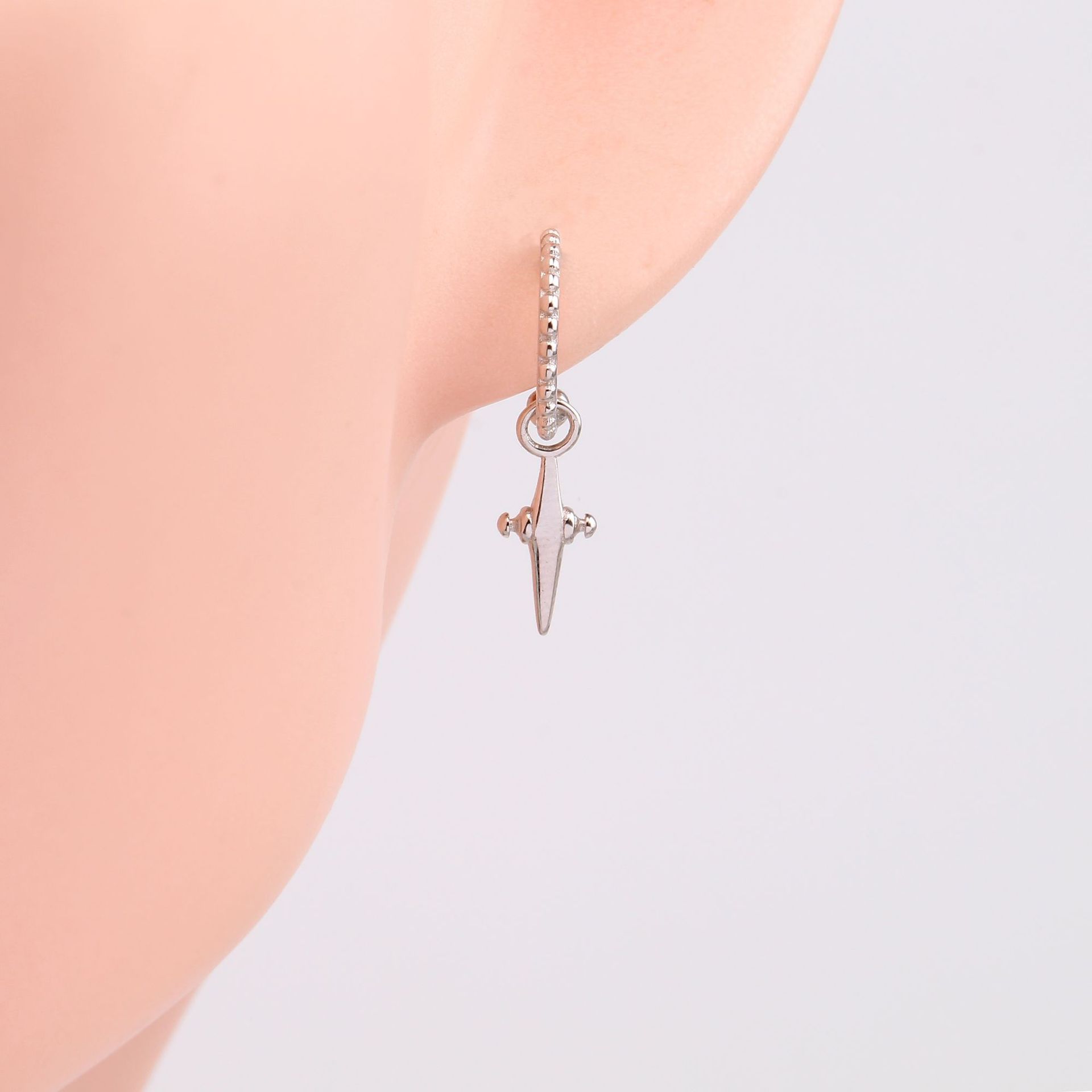 1 Pair Korean Style Cross Plating Sterling Silver Drop Earrings display picture 6