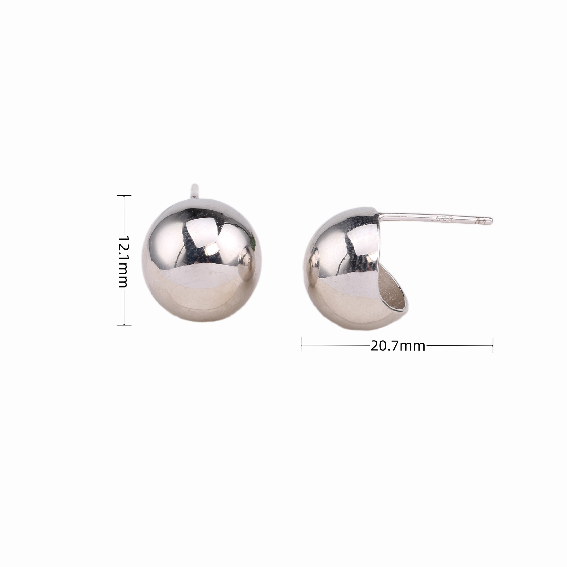 1 Pair Basic Modern Style Semicircle Plating Sterling Silver Ear Studs display picture 4
