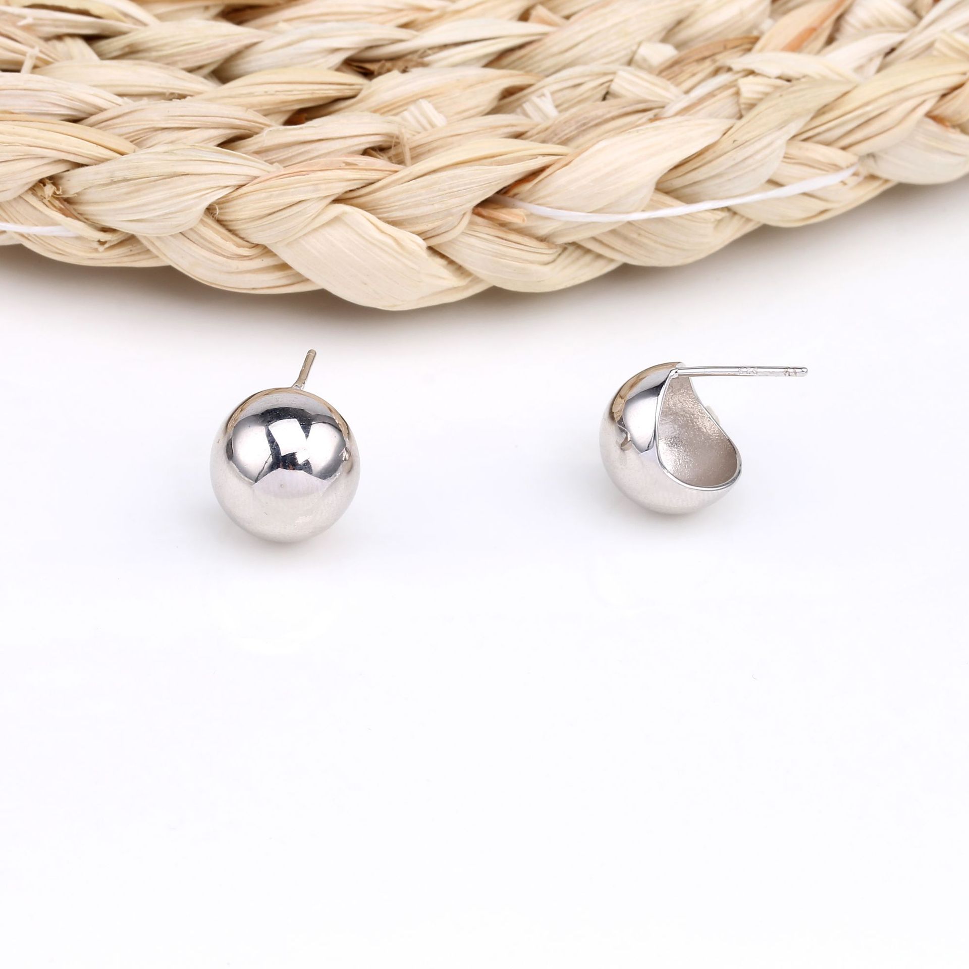 1 Pair Basic Modern Style Semicircle Plating Sterling Silver Ear Studs display picture 8