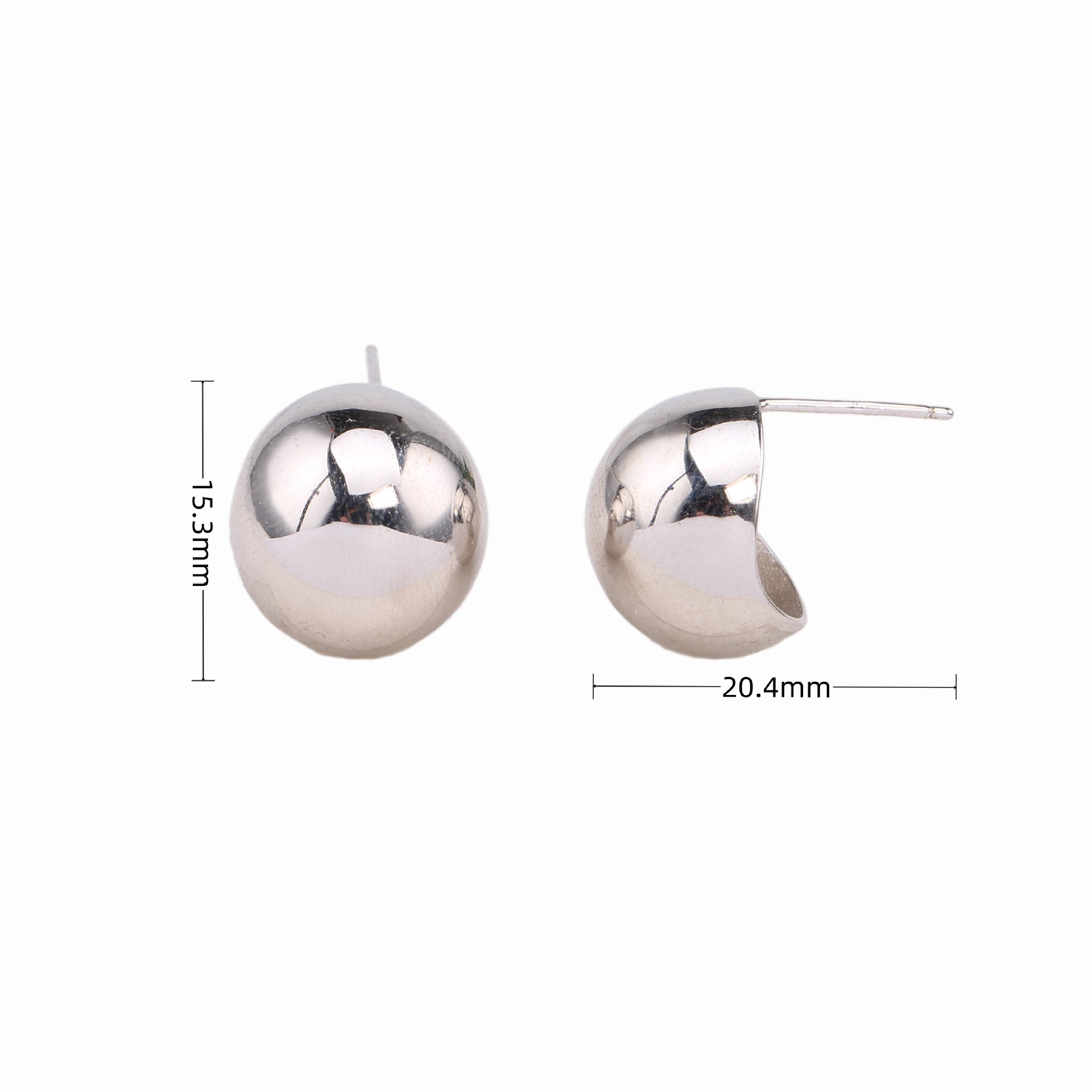 1 Pair Basic Modern Style Semicircle Plating Sterling Silver Ear Studs display picture 14