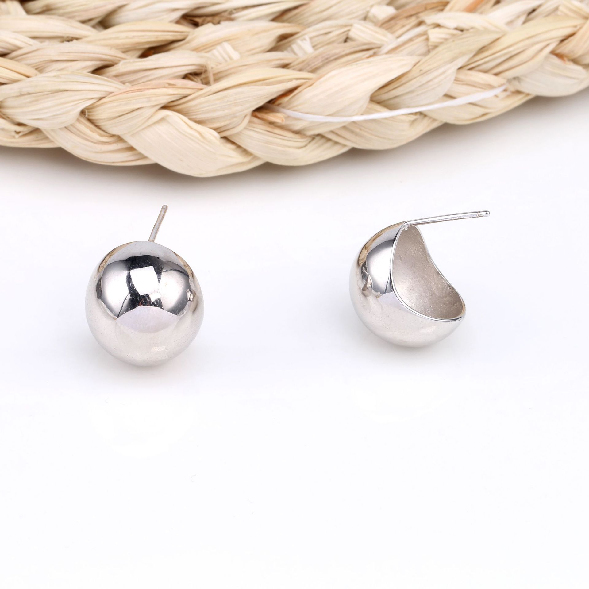1 Pair Basic Modern Style Semicircle Plating Sterling Silver Ear Studs display picture 18
