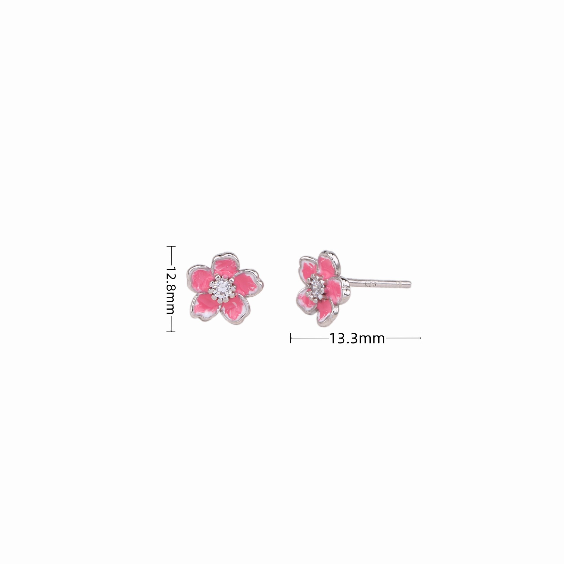 1 Par Dulce Flor Enchapado Plata Esterlina Pendientes display picture 3