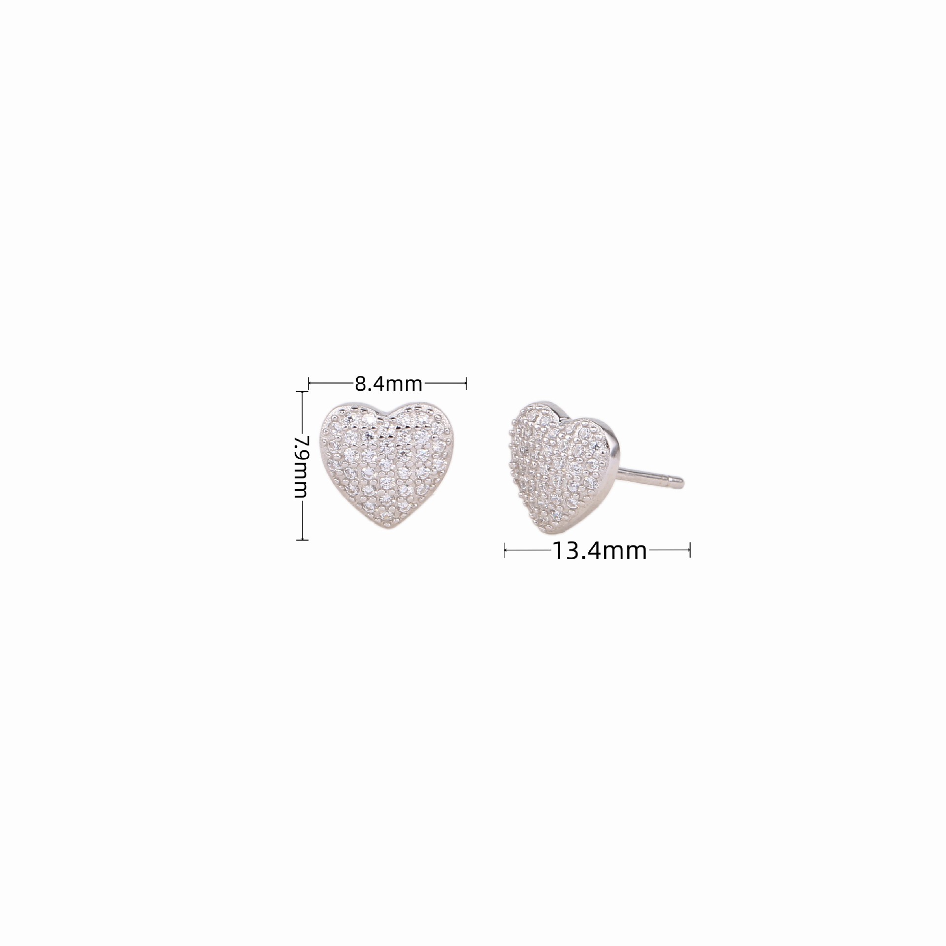 1 Pair Sweet Simple Style Heart Shape Sterling Silver Ear Studs display picture 4