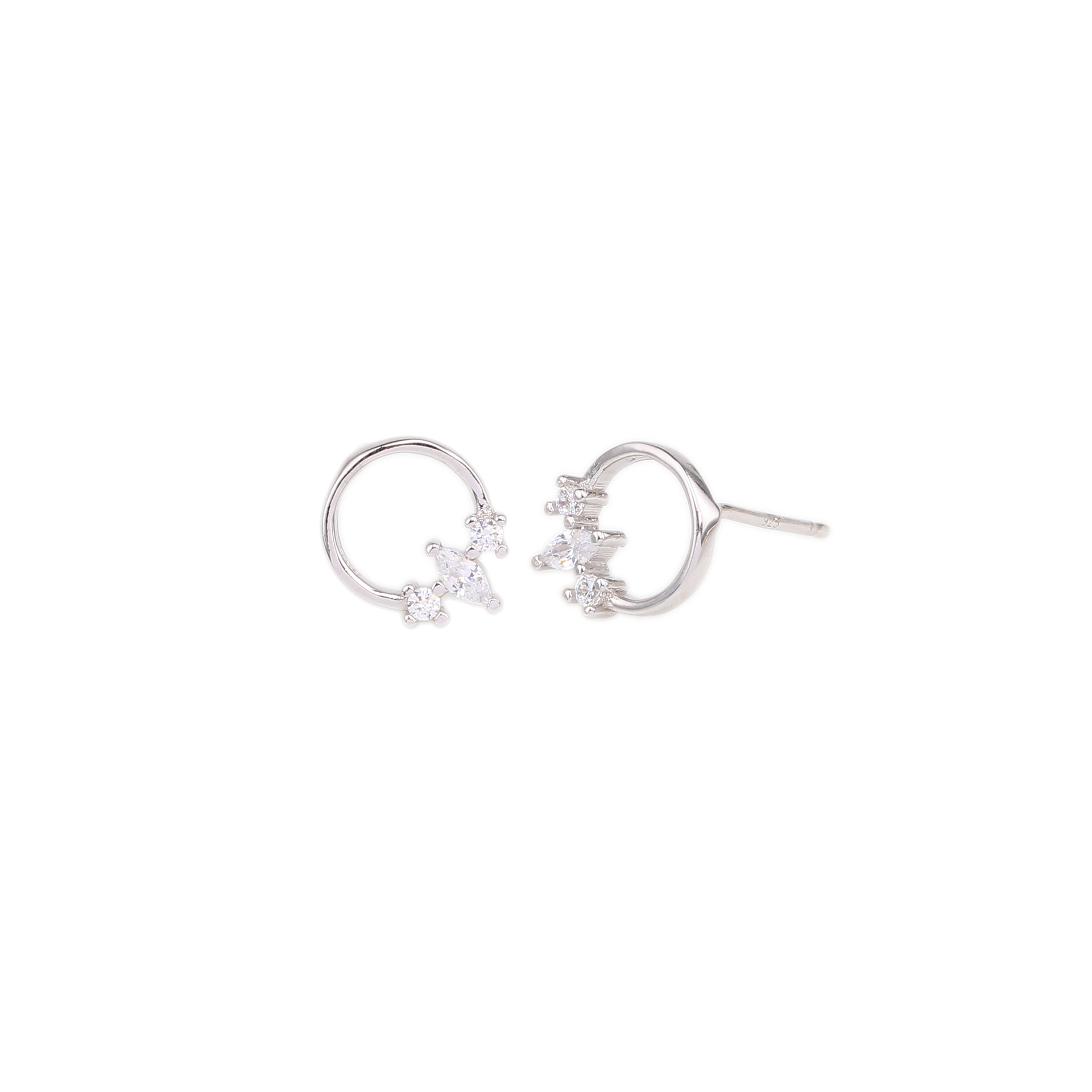1 Pair Sweet Circle Sterling Silver Ear Studs display picture 3