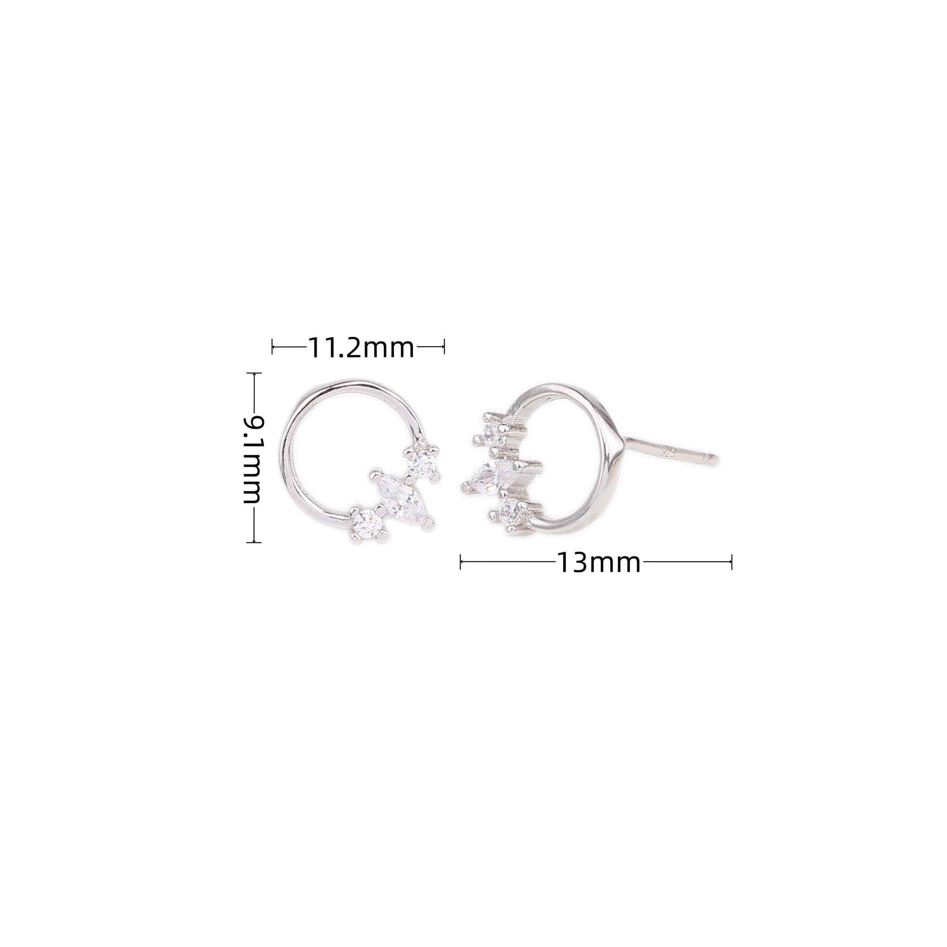 1 Pair Sweet Circle Sterling Silver Ear Studs display picture 4