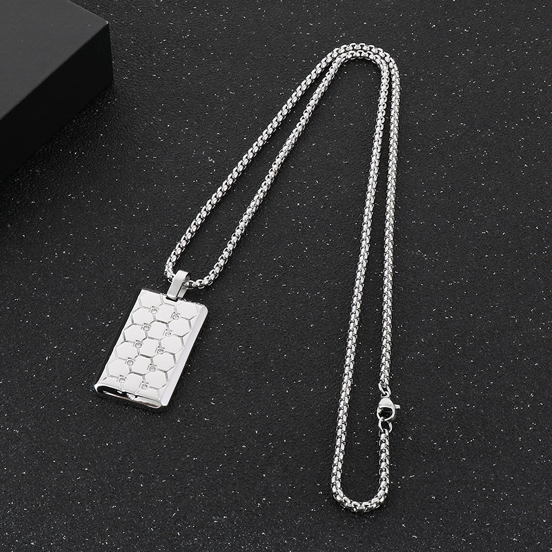 Acier Inoxydable Plaqué Or 18K Décontractée Style Simple Placage Incruster Hexagone Rectangle Strass Pendentif display picture 6