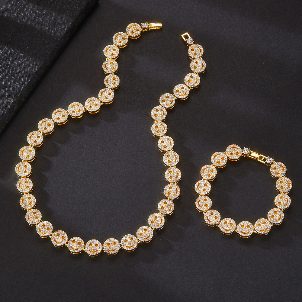 Hip-hop Smiley Face Rhinestones Alloy Wholesale Bracelets Necklace display picture 4