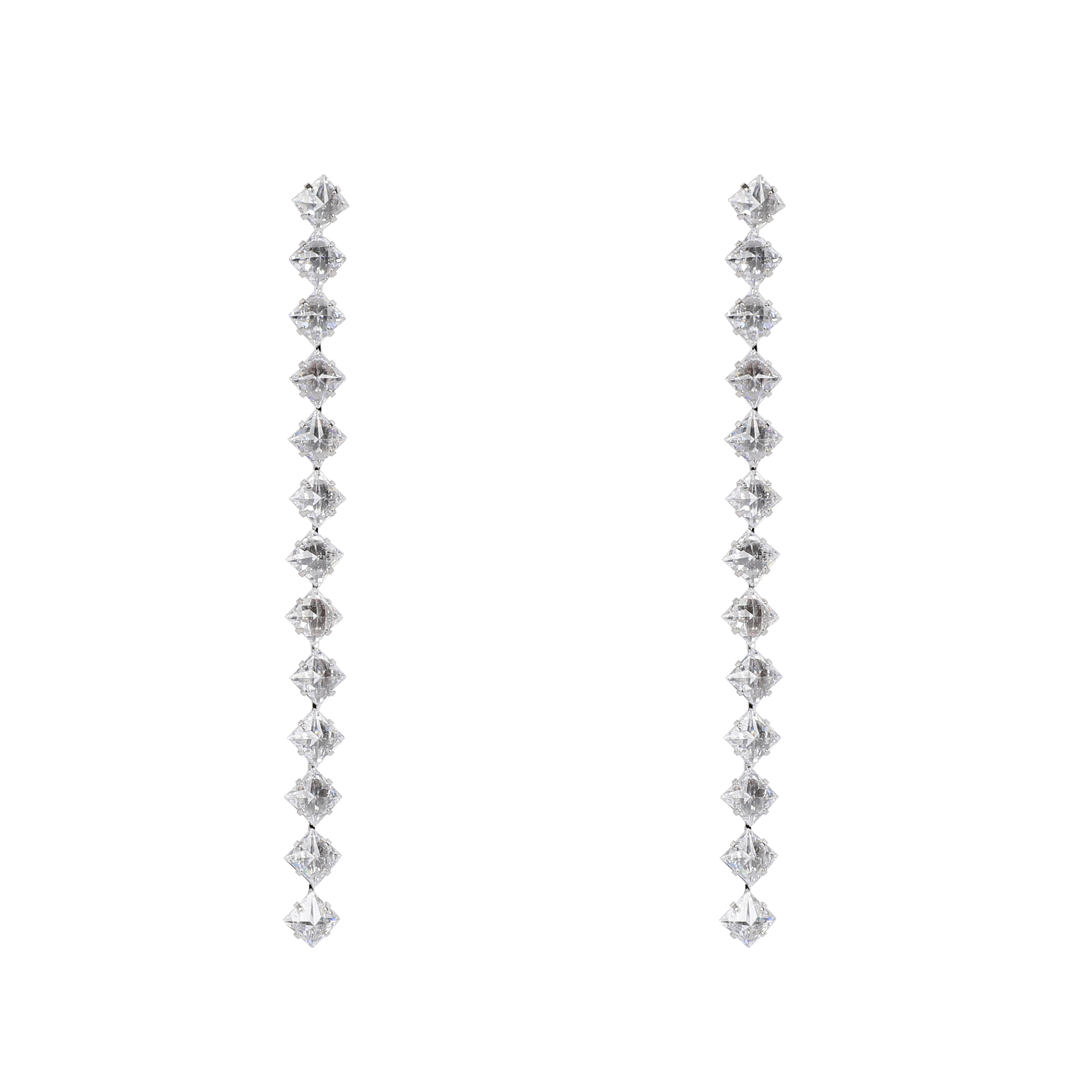 1 Pair Simple Style Waves Polka Dots Plating Inlay Metal Crystal Zircon Silver Plated Drop Earrings display picture 5