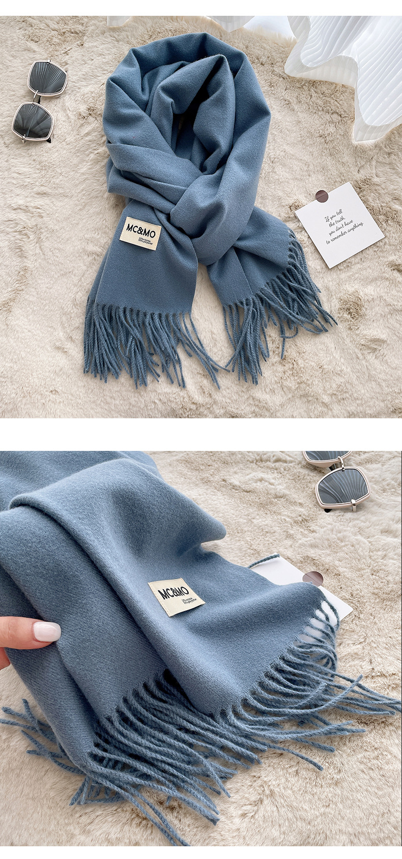Women's Casual Simple Style Letter Rayon Polyester Tassel Scarf display picture 1