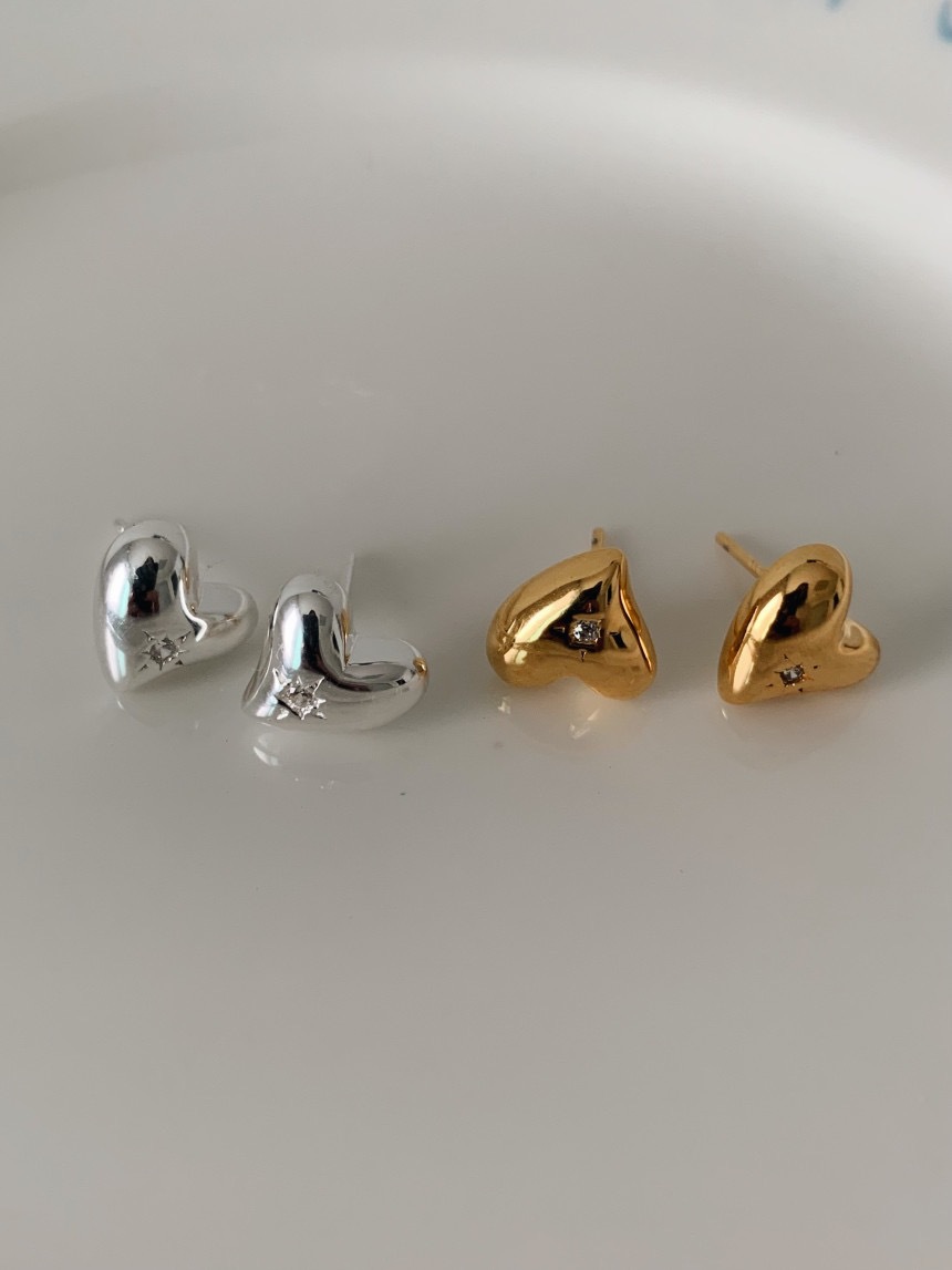 1 زوج أسلوب بسيط شكل القلب تصفيح الفضة الاسترليني مطلي بالذهب ترصيع الأذن display picture 2