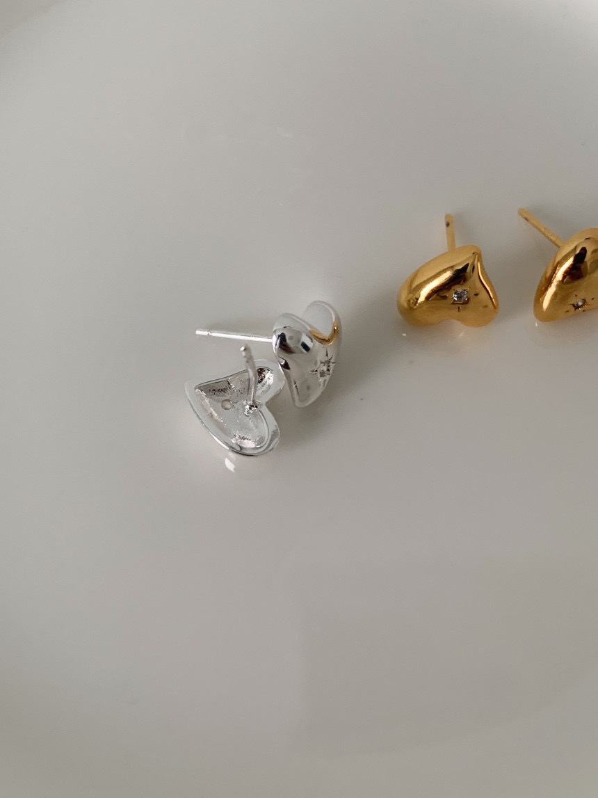 1 زوج أسلوب بسيط شكل القلب تصفيح الفضة الاسترليني مطلي بالذهب ترصيع الأذن display picture 7