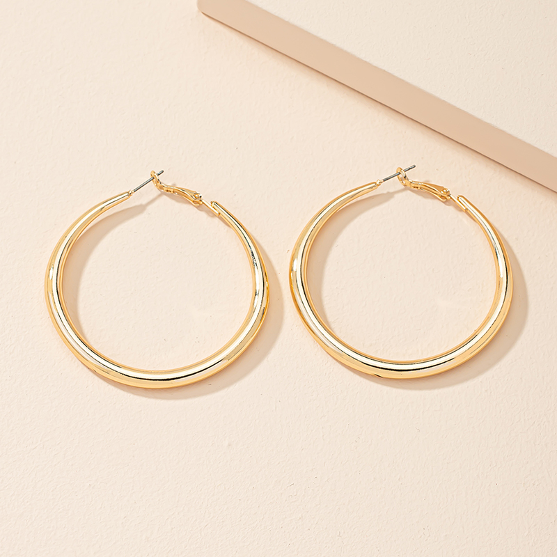 1 Pair Lady Round Plating Alloy 14k Gold Plated Hoop Earrings display picture 2