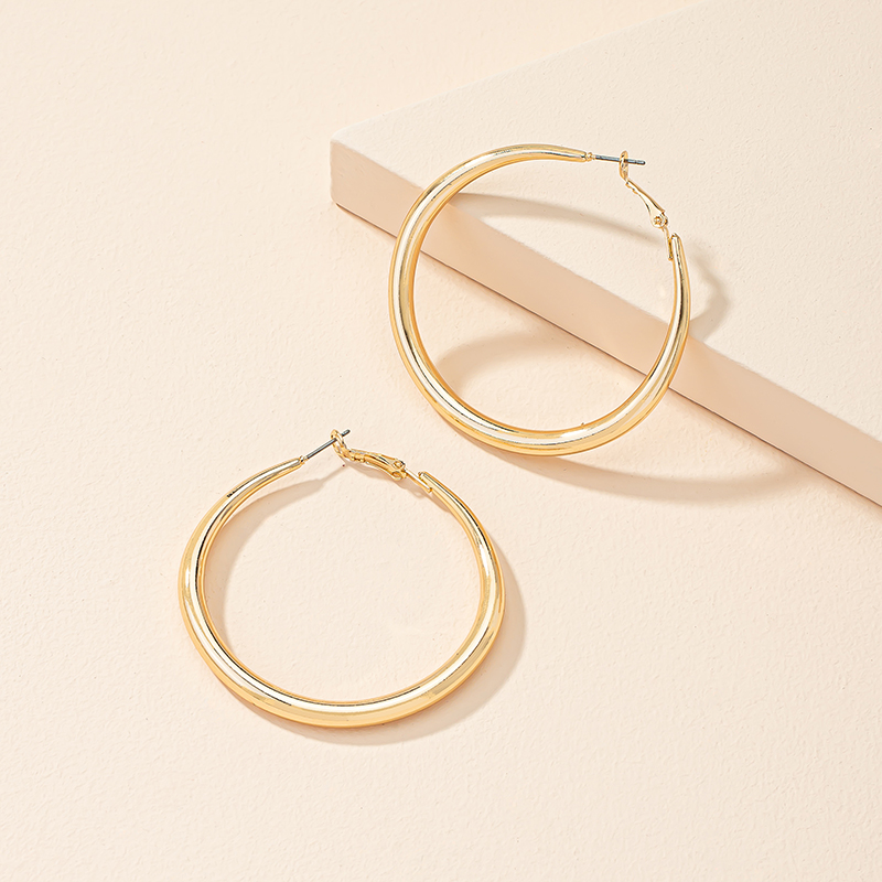 1 Pair Lady Round Plating Alloy 14k Gold Plated Hoop Earrings display picture 3
