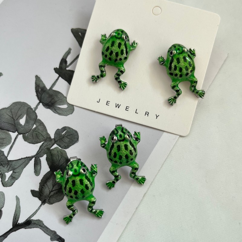 1 Pair Cute Funny Frog Alloy Ear Studs display picture 2