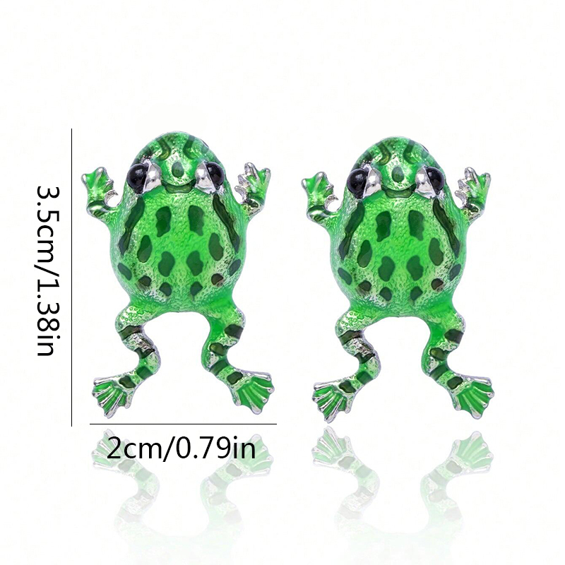 1 Pair Cute Funny Frog Alloy Ear Studs display picture 4
