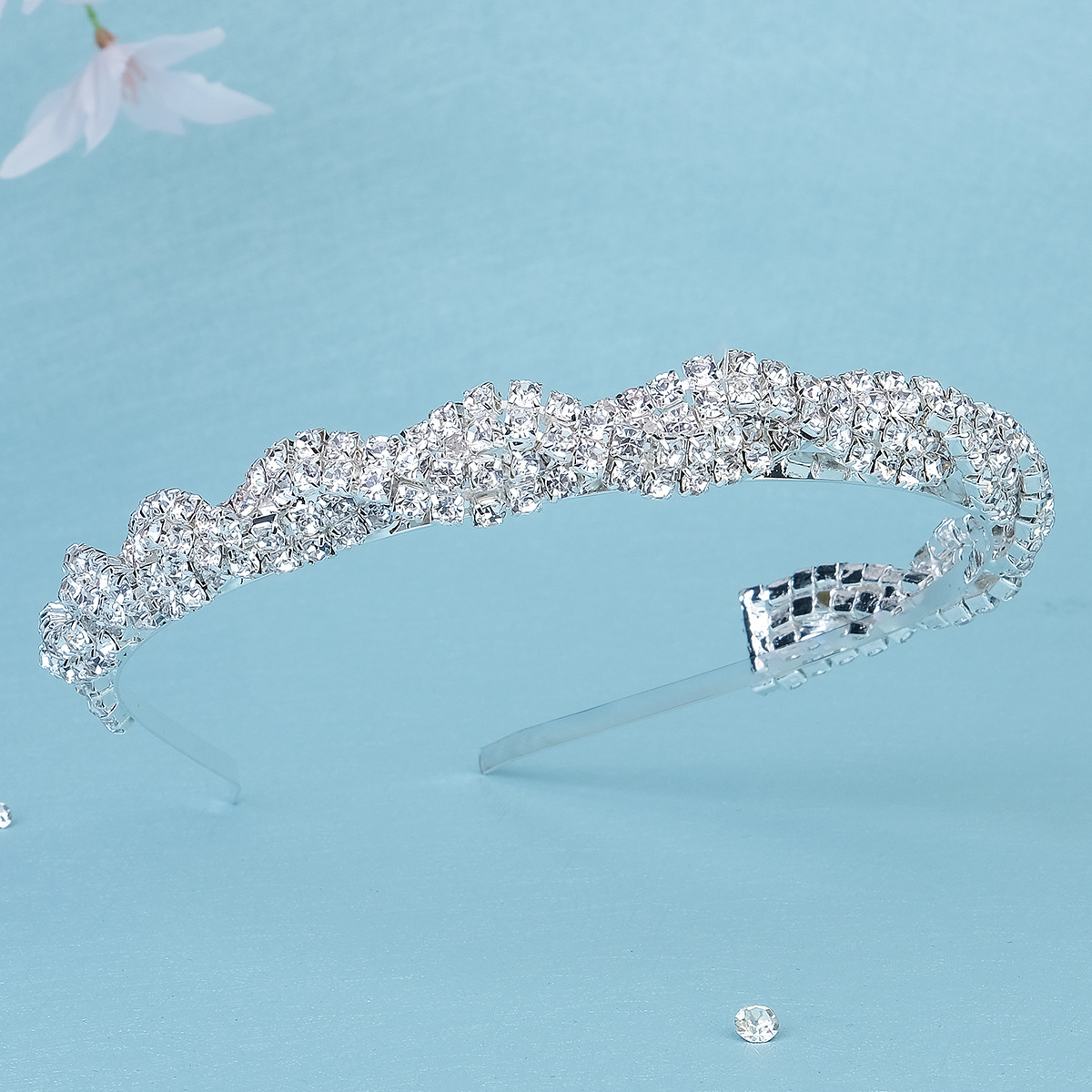 Dame Einfarbig Strass Diamant Haarband display picture 4